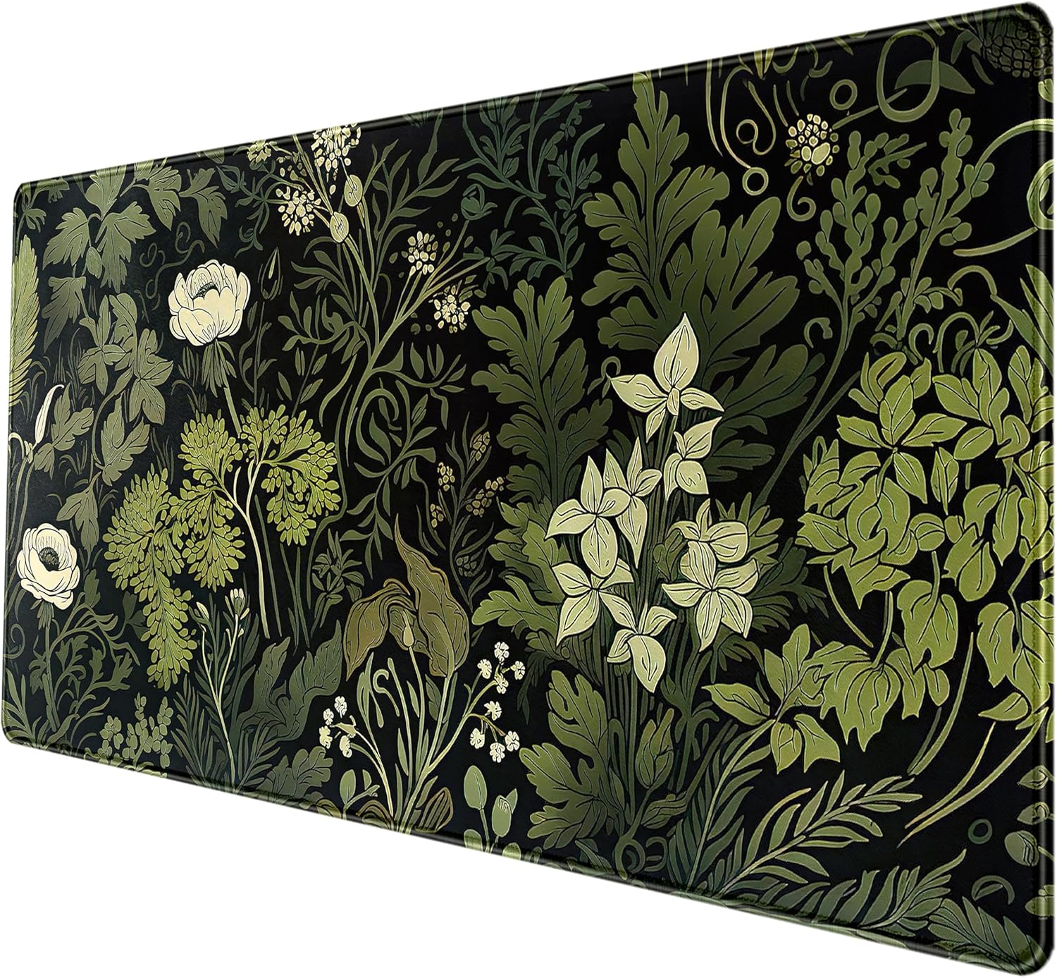 Green Leaves Beige Plants Pad, Large Extend Mouse Pad XXL, Freshness Foliage Keyboard Mat, Black Esthetics Desktop Mat Laptop Wireless Mouse Mat, Gift for Women 31.5"X15.75" - Orange Space Planets image number 6