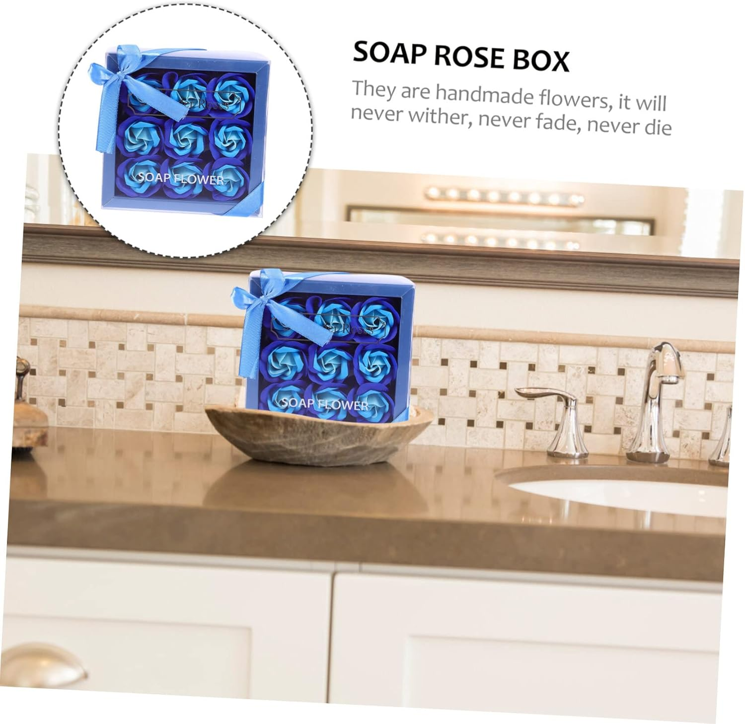 Abaodam Decorative Soap Rose Flower Box Realistic Flowers for Valentine Day Mother Day Birthdays Special Occasions Scented Arrangement for Your Loved image number 5