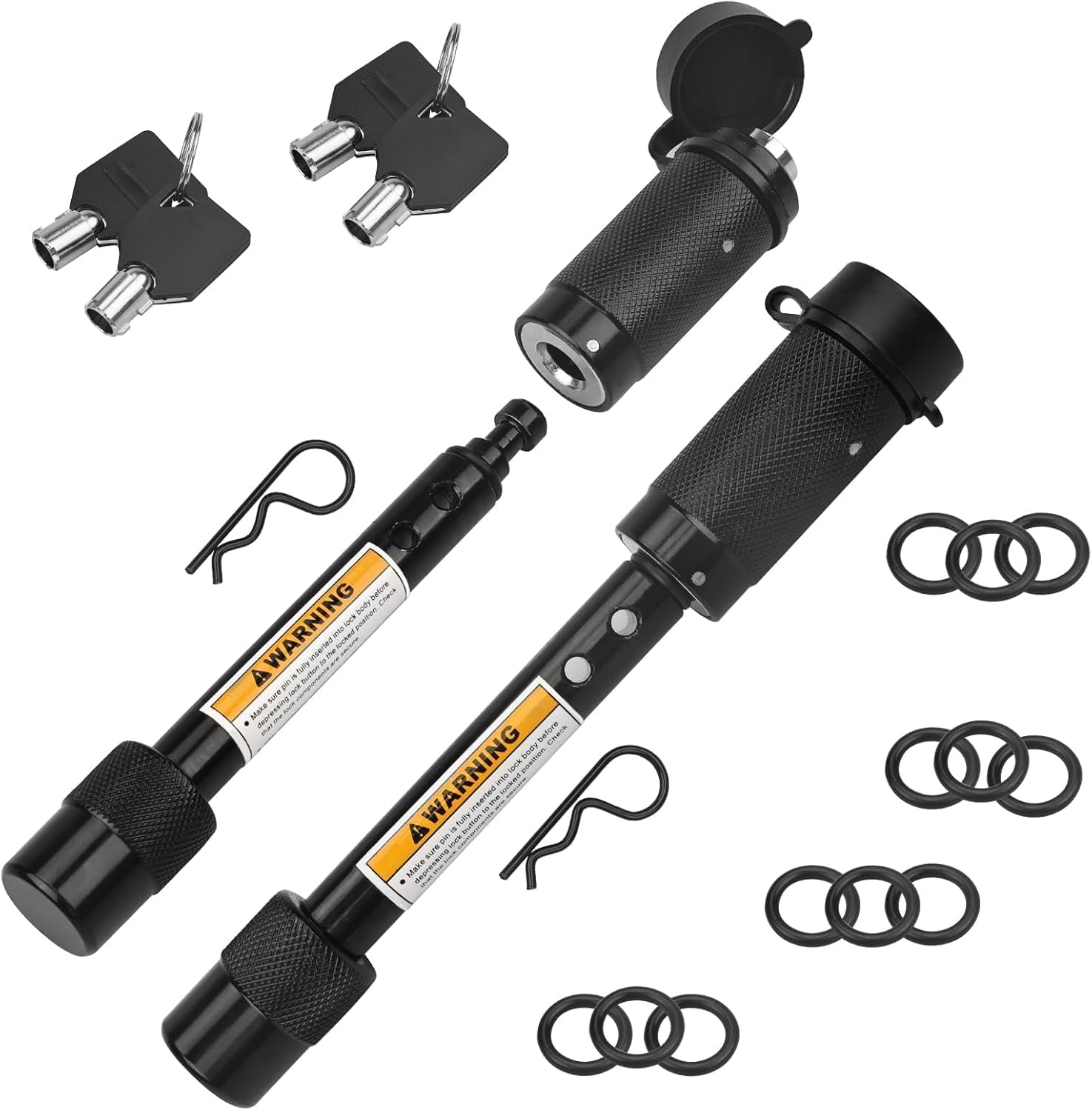 Trailer Hitch Lock 5/8" Dia. for Class III IV 2"& 2-1/2" Receiver, Anti-Theft Steel Locking Hitch Pin with 2 Keys for Towing Trailer/Truck/Bike Rack, 2 Pack image number 4