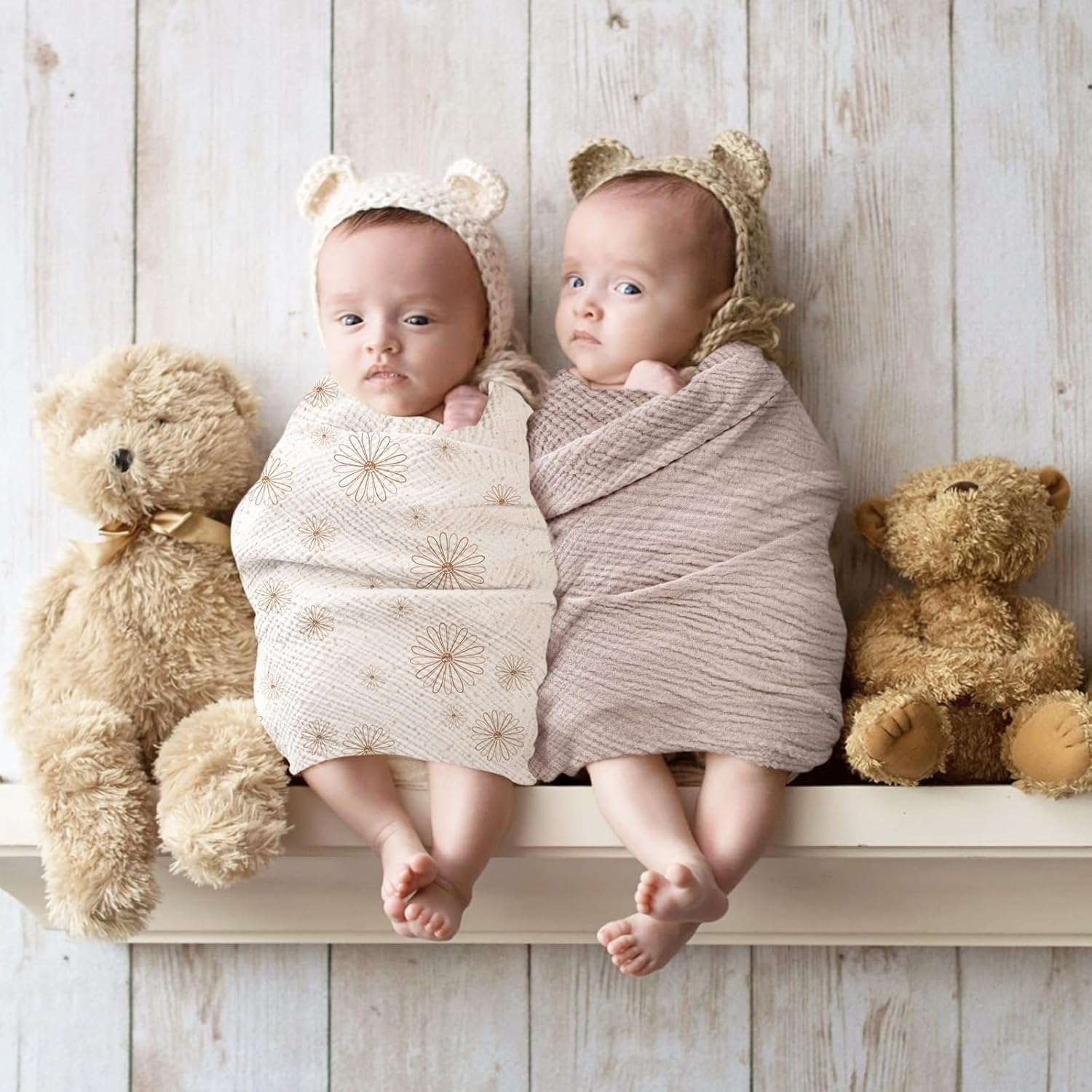 Lulumoon Baby Muslin Swaddle Blankets: Soft Receiving Blanket for Newborn - Cotton Swaddling Blanket for Neutral 3Pack image number 5