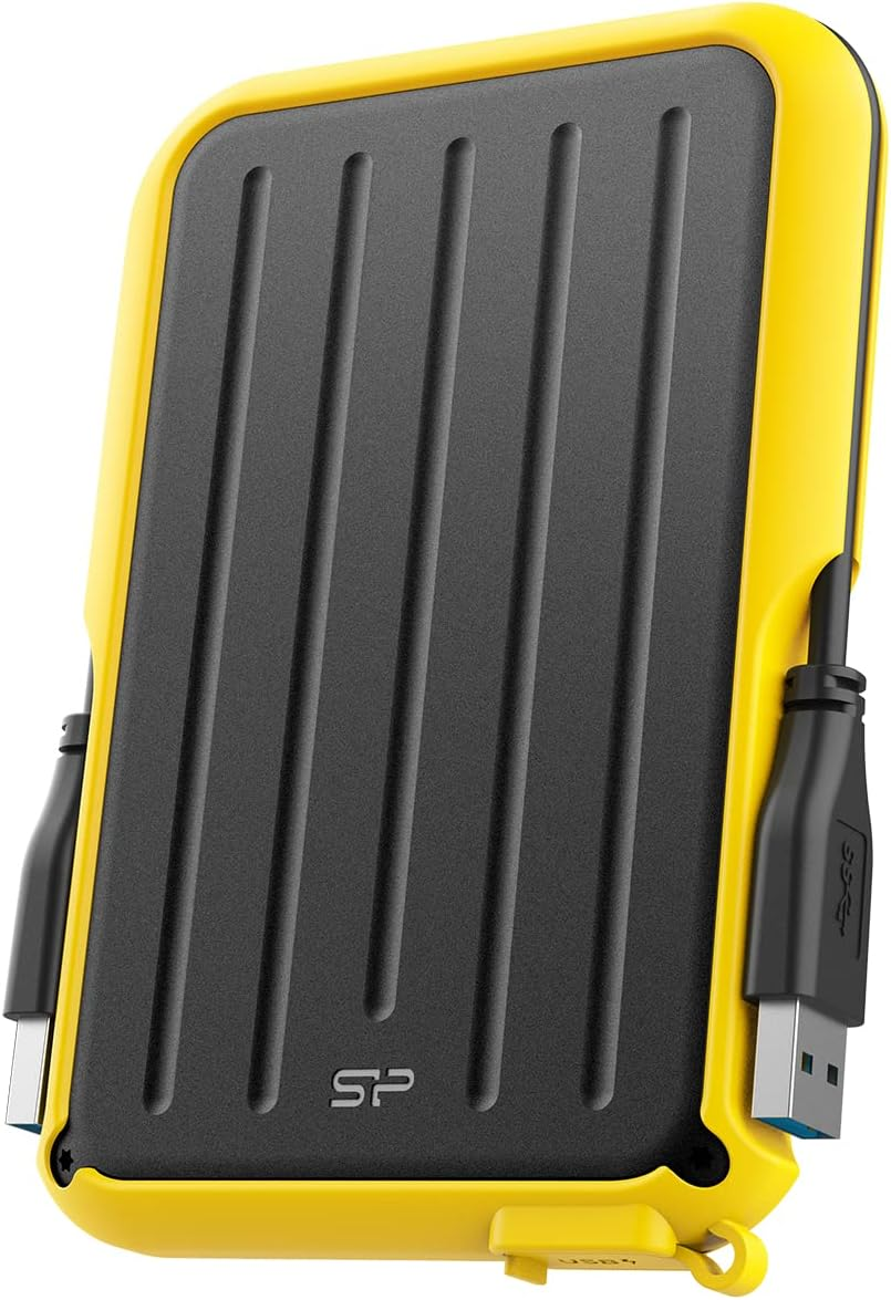 Silicon Power Armor A66 2TB Rugged External Hard Drive, Military-Grade Shockproof Water-Resistant USB 3.0 Portable HDD for PC Mac Laptop Computer - Yellow - Black, 1Tb image number 7