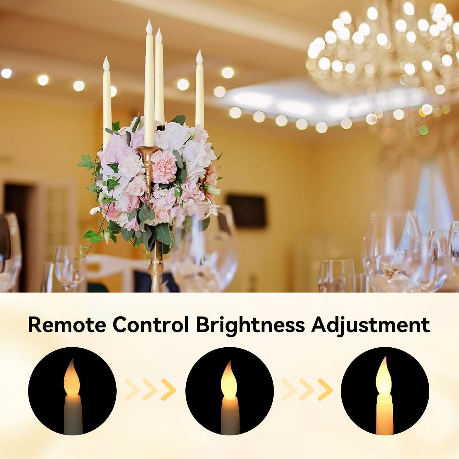LED Flameless Candles Taper Flickering with 10-Key Remote Battery Operated Window Candles Lights Set of 6 Led Warm 3D Wick Light for Christmas Diwali Home Wedding Decor image number 1