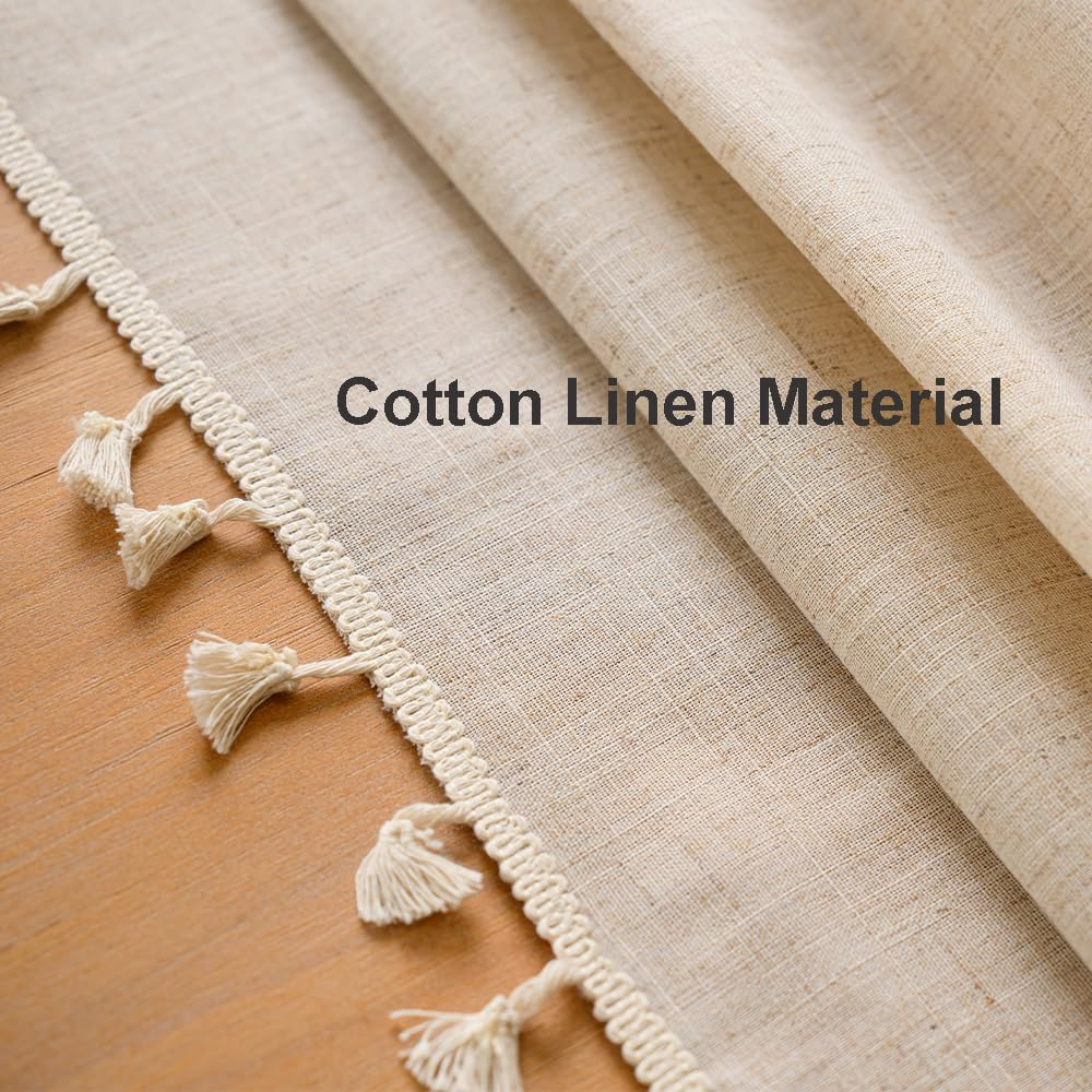 Anaado Ramadan Cotton Linen Large Table Cloth for Dining Table 14 Seater, Long Table Cover Picnic,Party, Tabletop Decorations, Beige,60''X142'' image number 2