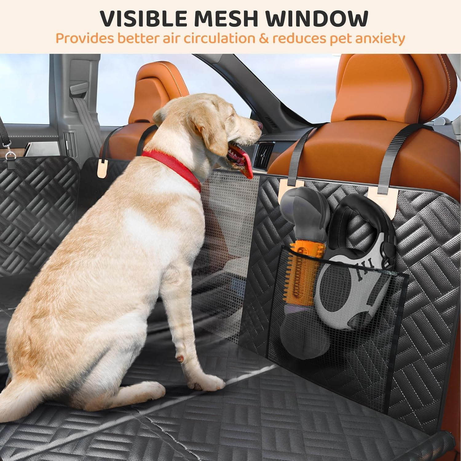 Aymxcls Dog Car Seat Cover for Back Seat, Hard Bottom Back Seat Extender for Dogs, Back Seat Pet Cover, Dog Hammock for Car SUV and Trucks - Supports 160Kg image number 1