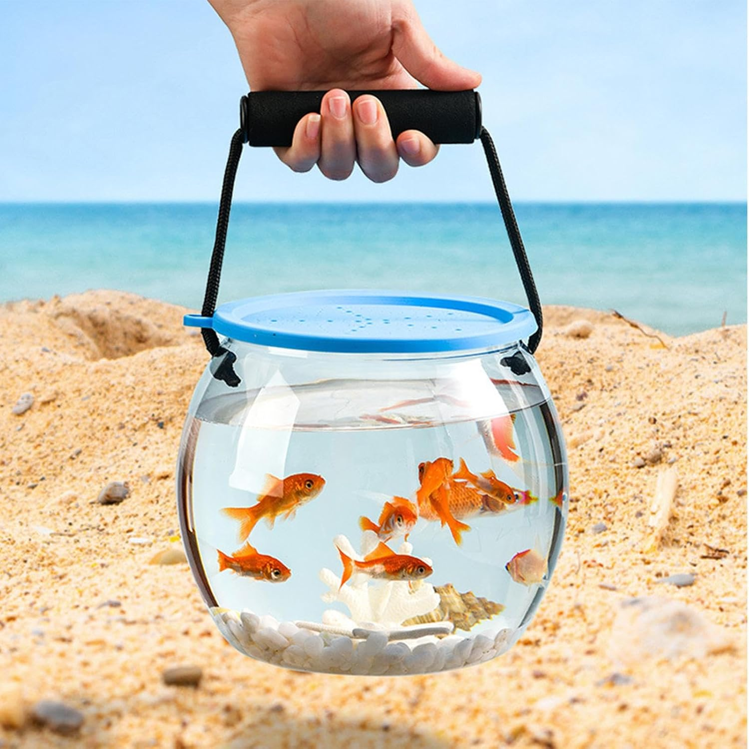Fish Travel Container - Clear Small Aquarium - Leak-Proof Portable Beach Fishing Tank for Aquariums Kayak Trips Seine Netting Live Bait image number 3