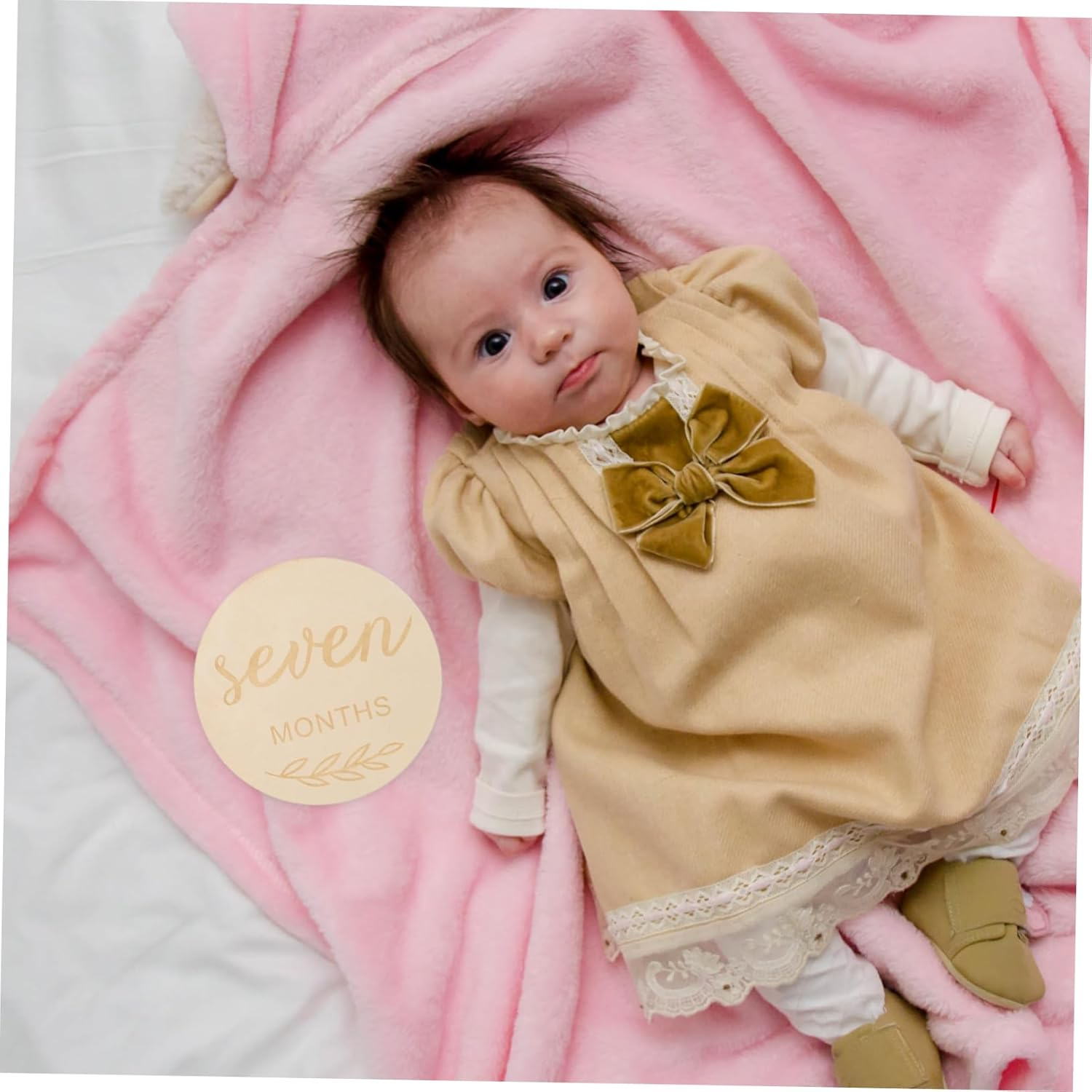 Operitacx 12Pcs Wooden Milestone Discs Monthly Growth Photo Cards Unisex Announcement Decor for Newborns and Parents Keepsake Gift image number 3