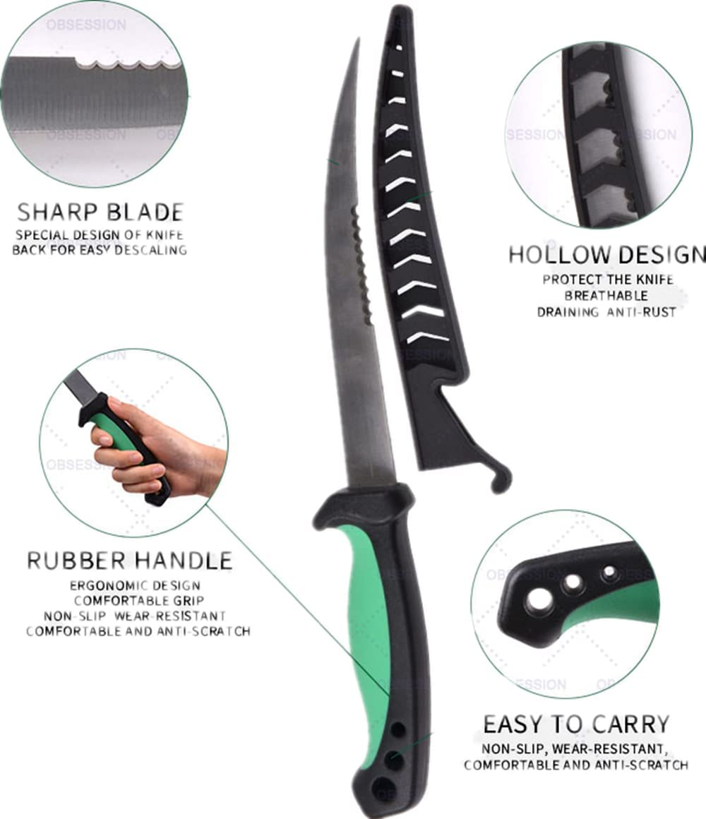 Fishing Fillet Knife,6.5 Inches Razor Sharp 3CR13 Stainless Steel Fillet Knife with Non-Slip Handles and Sheath for Outdoors,Fishing Camping, Hunting, Cutting Fish, Kitchen image number 3