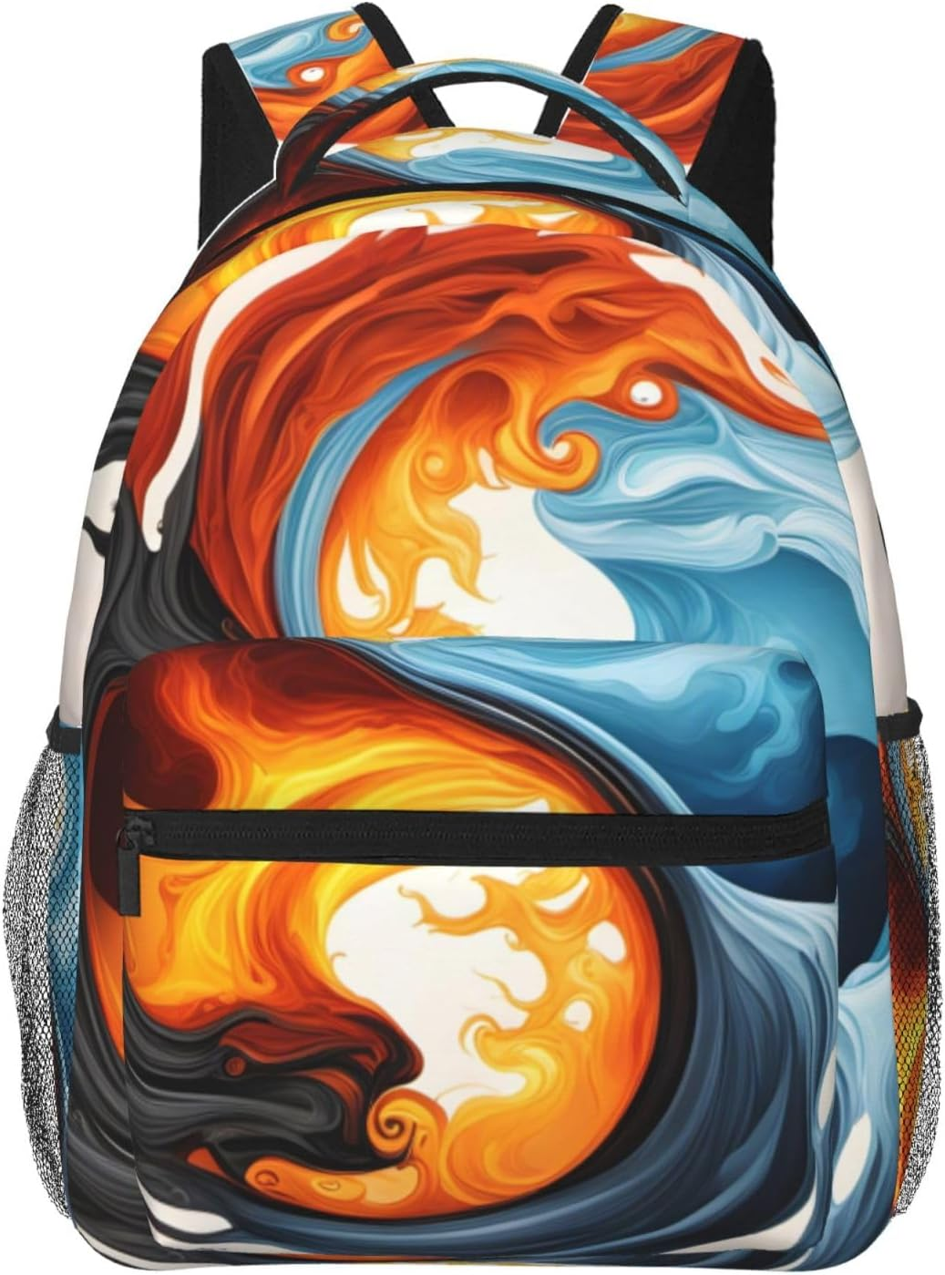 SSIULUS Yin Yang Fire Water Print Versatile Daypack Laptop Backpack &Acirc;&euro;&ldquo; Stylish Casual Travel Bag for All Your Needs, Black, One Size, Daypack Backpacks image number 2