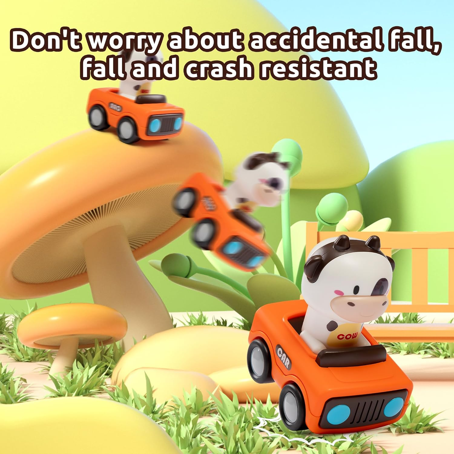 4 PCS Press and Go Cars Toys for 1 2 3 Year Old Boy, Infant Animal Racing Car for Toddlers 1-3, 1 Year Old Boy Girl Gifts Baby Play Vehicle Set, 1St Birthday Gifts, Pull Back Car Toy for 6-18 Months - Dinosaurs image number 2