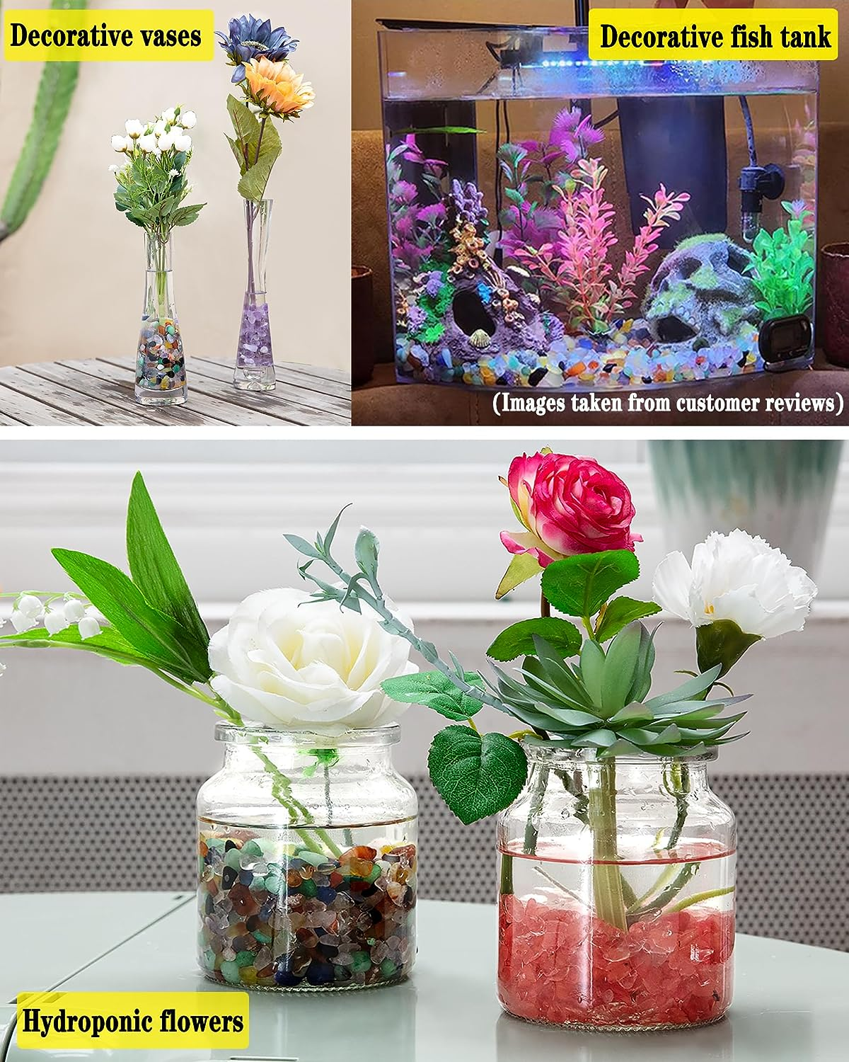 RIFNY Colorful Crystal Decorative Rocks 0.3" Polished Stones for Vase Filler Aquarium Fish Tank Gravel Air Plant Flower Pots Succulents and Landscape Bottom Decor Handwork DIY Craft (1.5 LB, Color) image number 5