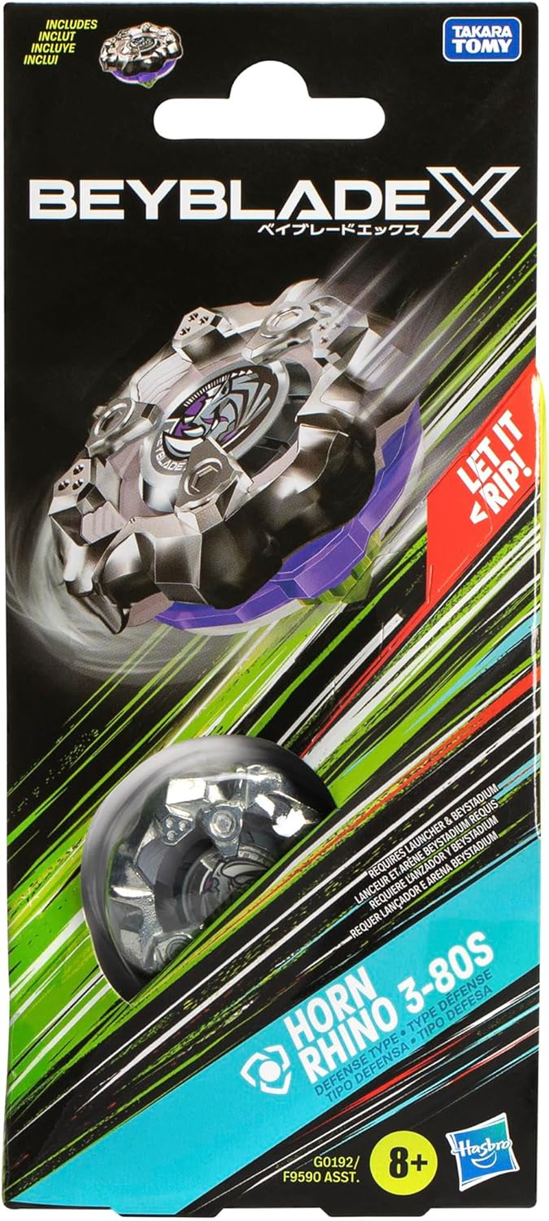 Beyblade X Horn Rhino 3-80S Spinning Top Booster Pack image number 1