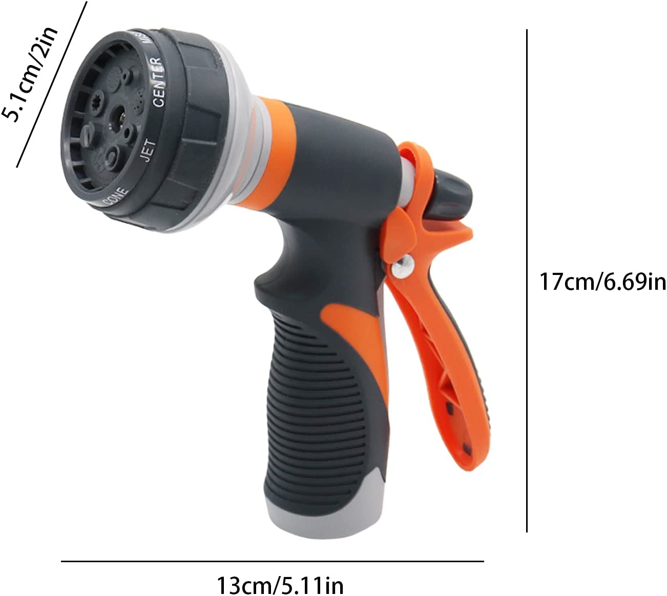 Garden Hose Nozzle Valuehall High Pressure Water Hose Spray Nozzle Gun with 8 Adjustable Spray Patterns Heavy Duty Trigger Nozzle Anti-Slip Garden Hand Shower for Watering Washing Showering V7H04 image number 4
