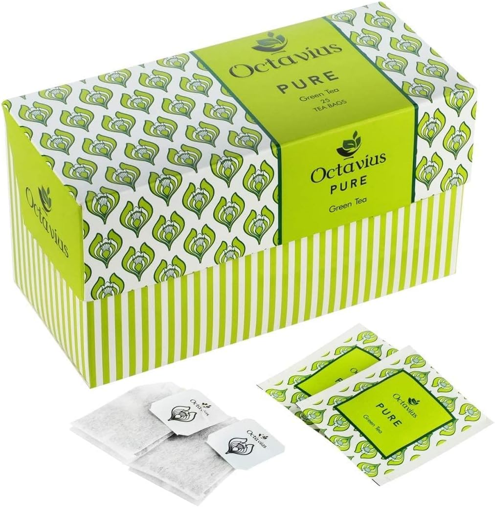 Octavius Pure Green Tea Bags &ndash; 30 Enveloped Bags | Antioxidant-Rich Detox Tea | Boosts Metabolism & Supports Weight Loss | Natural Green Tea image number 6