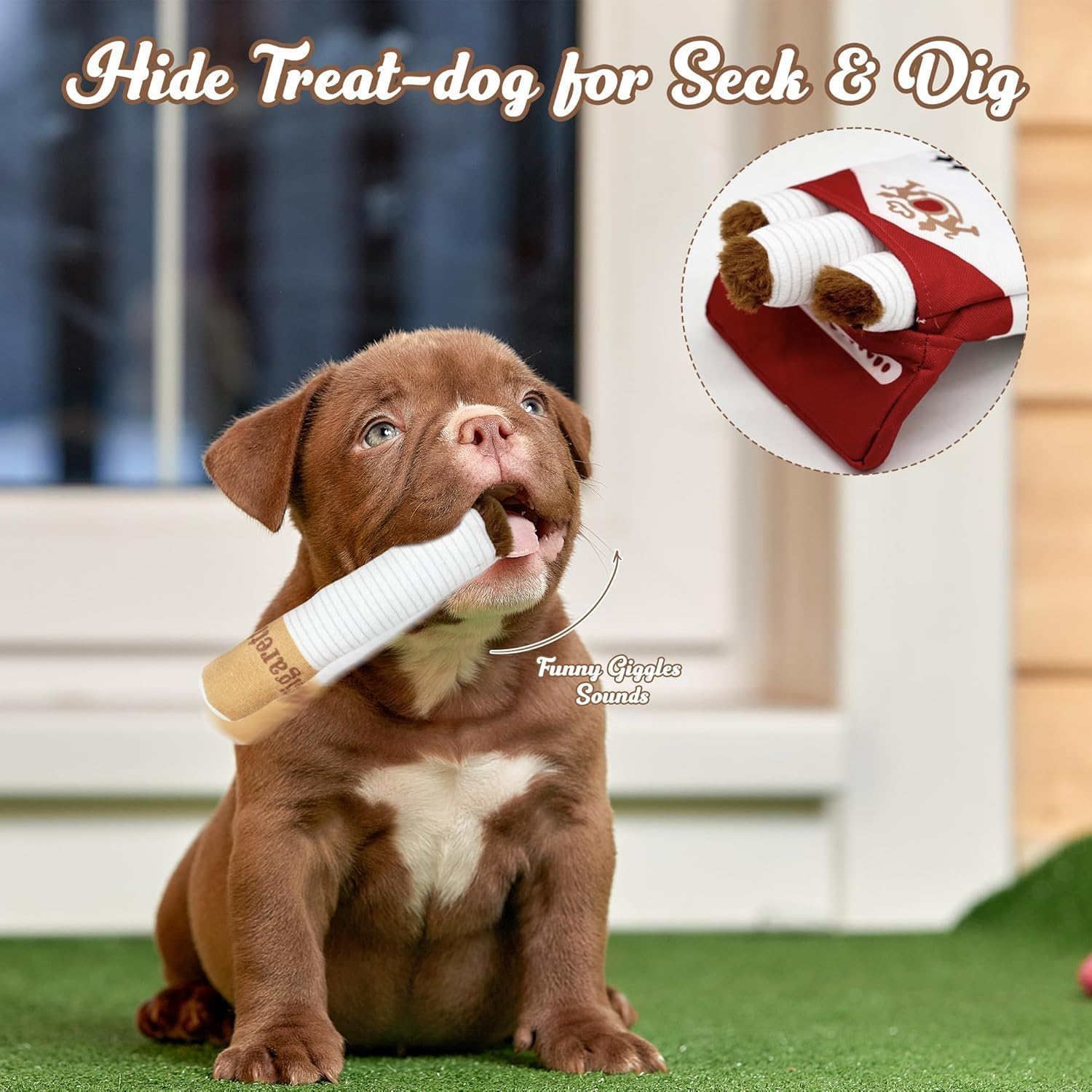 JIGCEN Pet Dog Cigarette Toys, Cigarette Plush Dog Toys, Squeaking Cigar Toys, Fun Dog Toys for Medium Dogs image number 3