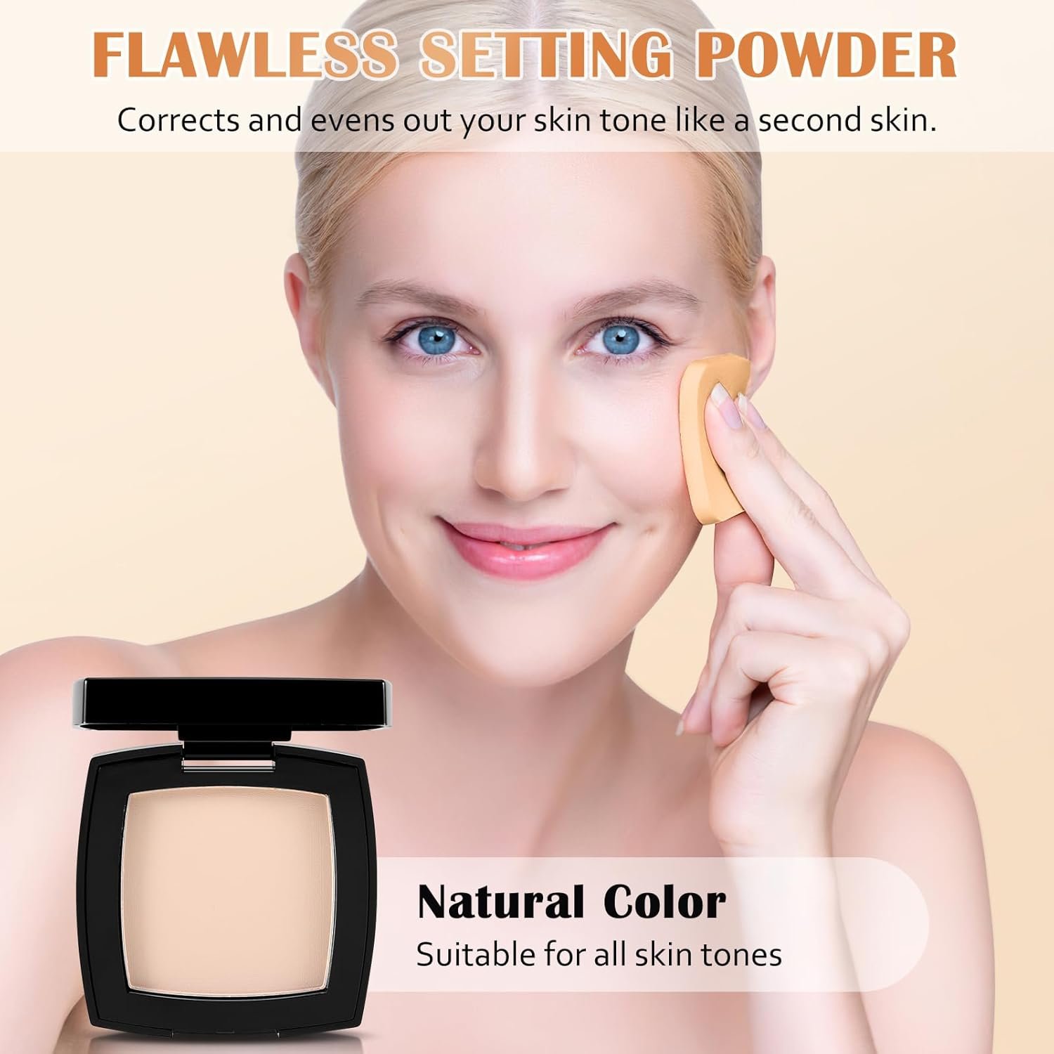 Setting Powder, Oil Control Pressed Powder, Long-Lasting Matte Face Powder Pore Minimization, Flawless Finishing Powder Makeup, Portable Face Powder Compact with Mirror and Puff image number 1