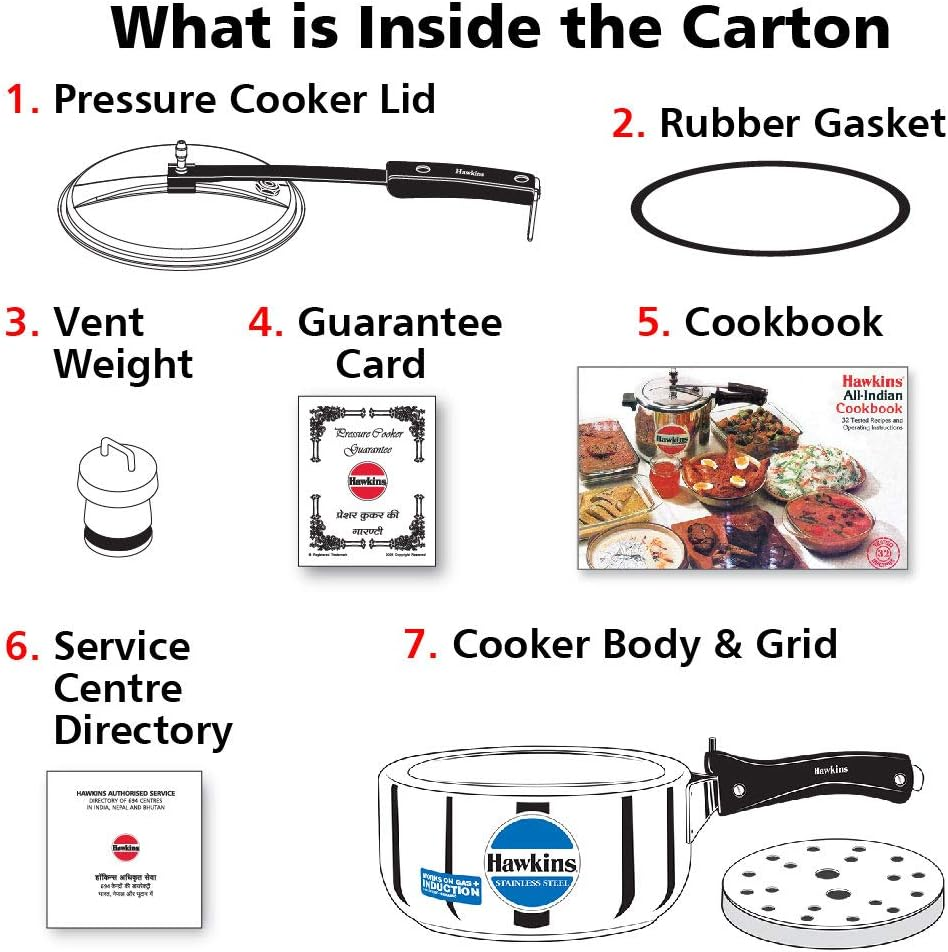 Hawkins Stainless Steel Induction Compatible Wide Pressure Cooker, 3 Litre Capacity, Silver