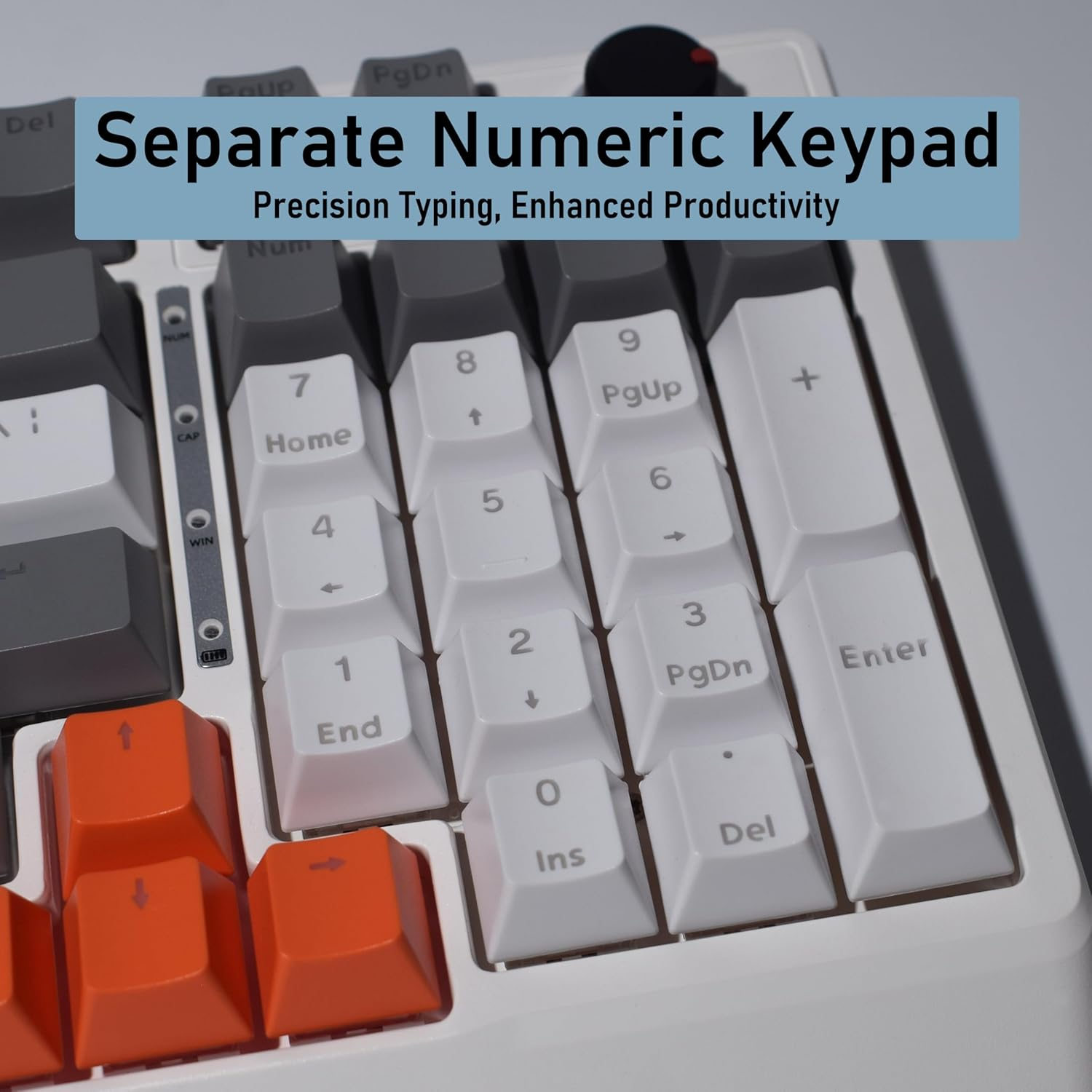 K41 98 Keys Mechanical Keyboard with Knob, Gaming Keyboard, 2.4Ghz/Bluetooth/Type-C, 4000Mah Battery, QWERTZ RGB Compatible with Windows/Mac (Red Switch, White & Gray) image number 1