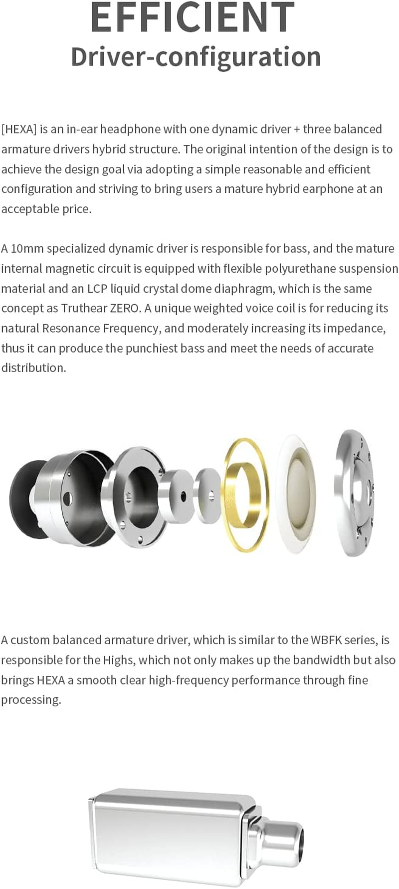 Truthear Hexa 1DD+3BA Hybrid Structure PU+LCP Diaphragm of Dynamic Driver 0.78 2Pin Cable Flexible Expansibility DLP In-Ear Monitors Headphone (Hexa) image number 2