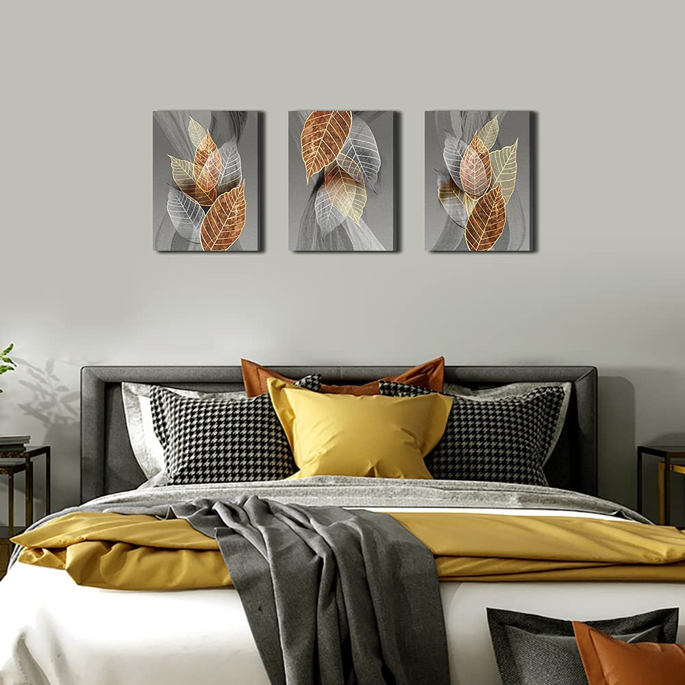 Canvas Wall Art for Living Room Family Wall Decorations for Kitchen Modern Bathroom Wall Decor Black Paintings Abstract Leaves Pictures Artwork Inspirational Canvas Art Bedroom Home Decor 3 Pieces