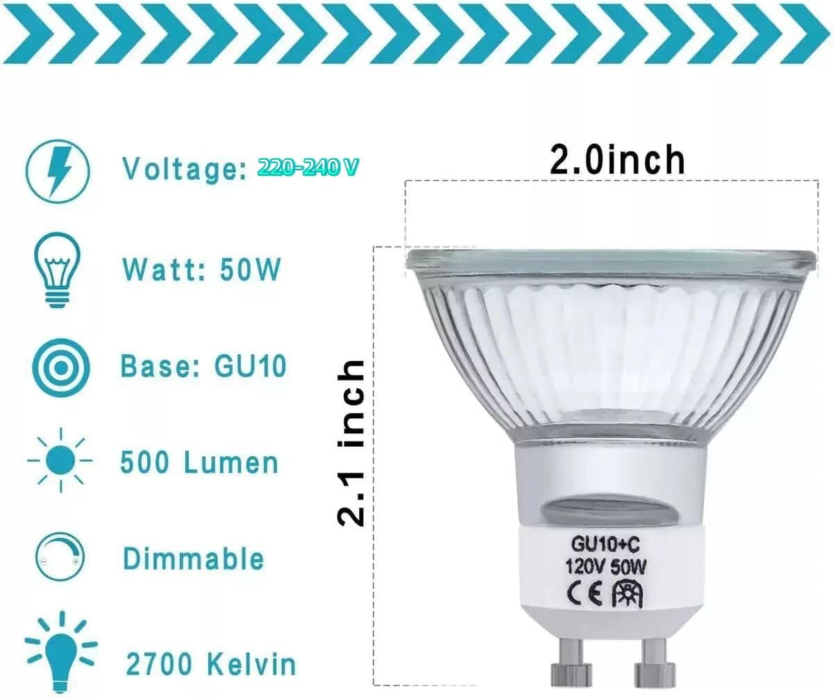 3 PCS GU10 Dimmable Halogen Light Bulbs 2 Pin,50W Candle Warmer Replacement Lamps, Top-Down Heating for Wax Warmer Spot Lights Wax Melt Burner Track Light Bulbs image number 3