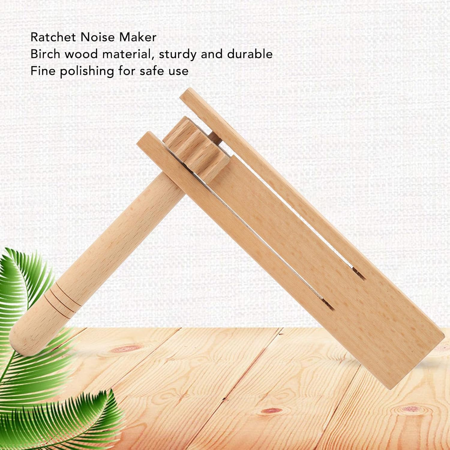 Wooden Ratchet Noise Maker, Birch Wood Toy with Excellent Sound for Games, Sporting Events, Celebrations