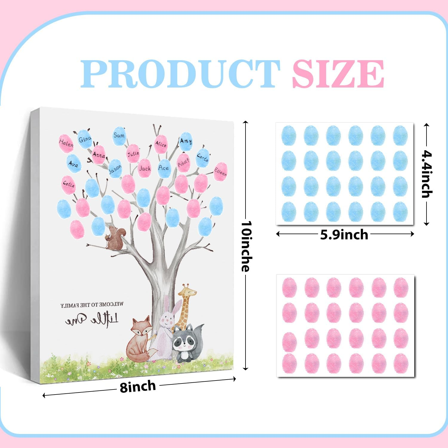 Sirjiera Gender Reveal Fingerprint Book, Baby Shower Message Canvas, Fingerprint Message Book with Stickers, Baby Shower Decoration for Expectant Mothers, Gender Reveal Keepsake image number 5