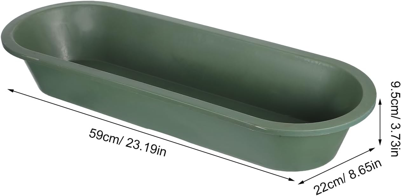 Milisten Feeding Trough: Heavy-Duty Oval Livestock Feed and Water Container - Thickened Plastic Feeder for Pigs, Goats, Sheep, Cows, Chickens, Ducks, Olive Green image number 2