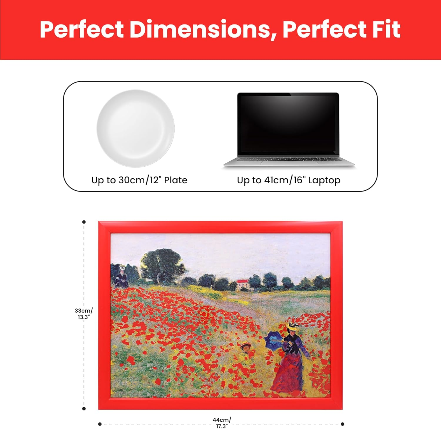 Claude Monet 'The Poppy Field near Argenteuil' Laptray for Laptops, Crafting, Sewing and Home Decor image number 4