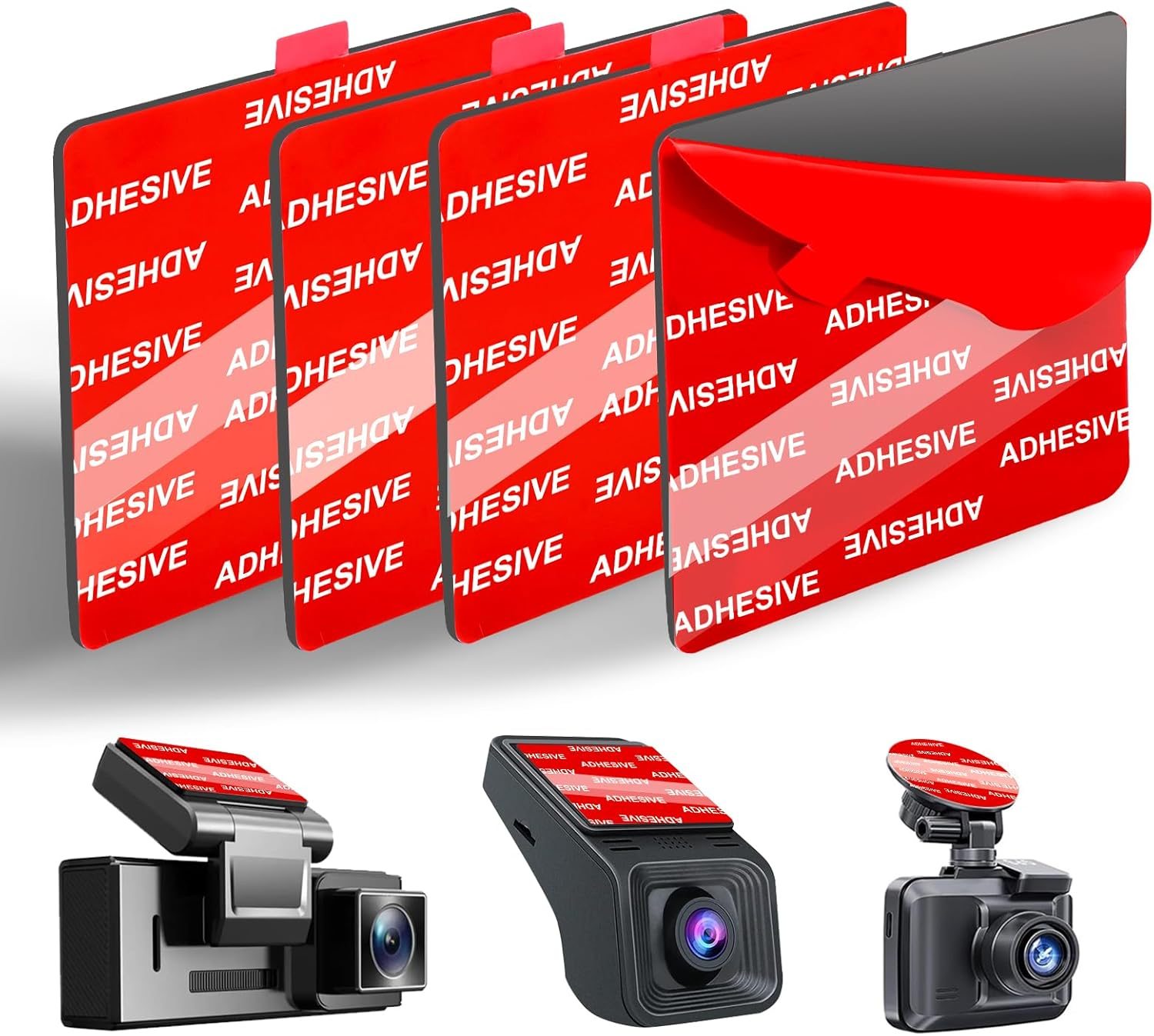 ILKCC Very High Bond Sticky Adhesive Pad for Dash Cam Windshield, 4Pcs 2.83" Square Heat-Resistant Double-Sided Replacement Sticker for Dashcam Car Mount, Glue Strip Tape for Suction Cup Phone Holder image number 2