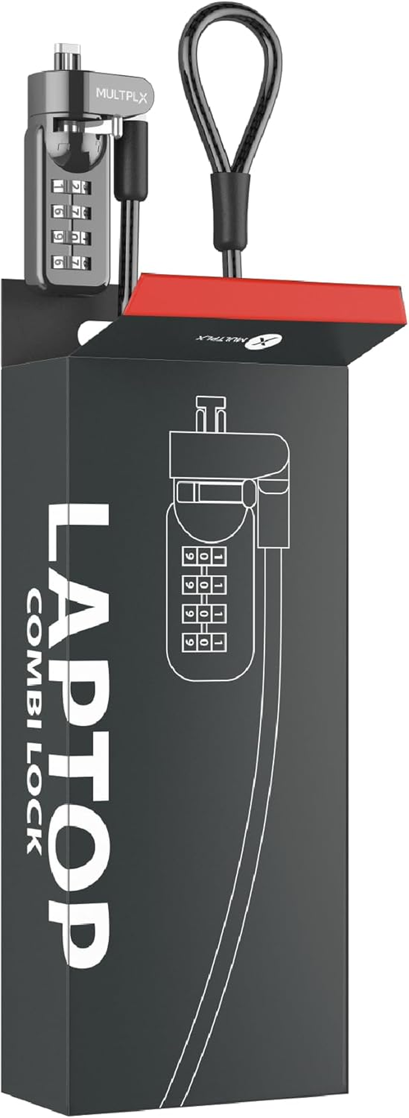 Combination Laptop Lock | Standard Size T-Shaped Bar Locking Mechanism | 1.7M Hard Cut Resistant Steel Cable | 4 Digit Combination Lock | Strong Security Lock image number 3