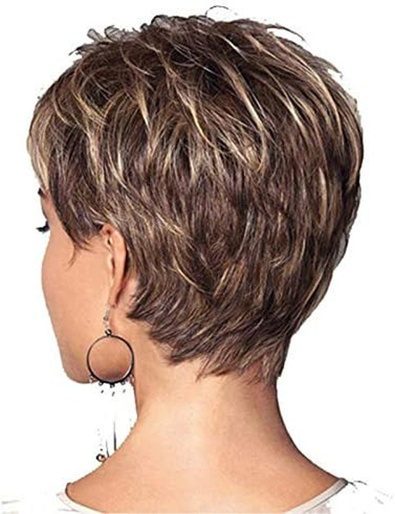 Women'S Short Brown Pixie Wig - Stylishly Textured with Layered Pieces and Wispy Side-Swept Bangs for a Chic Look image number 3