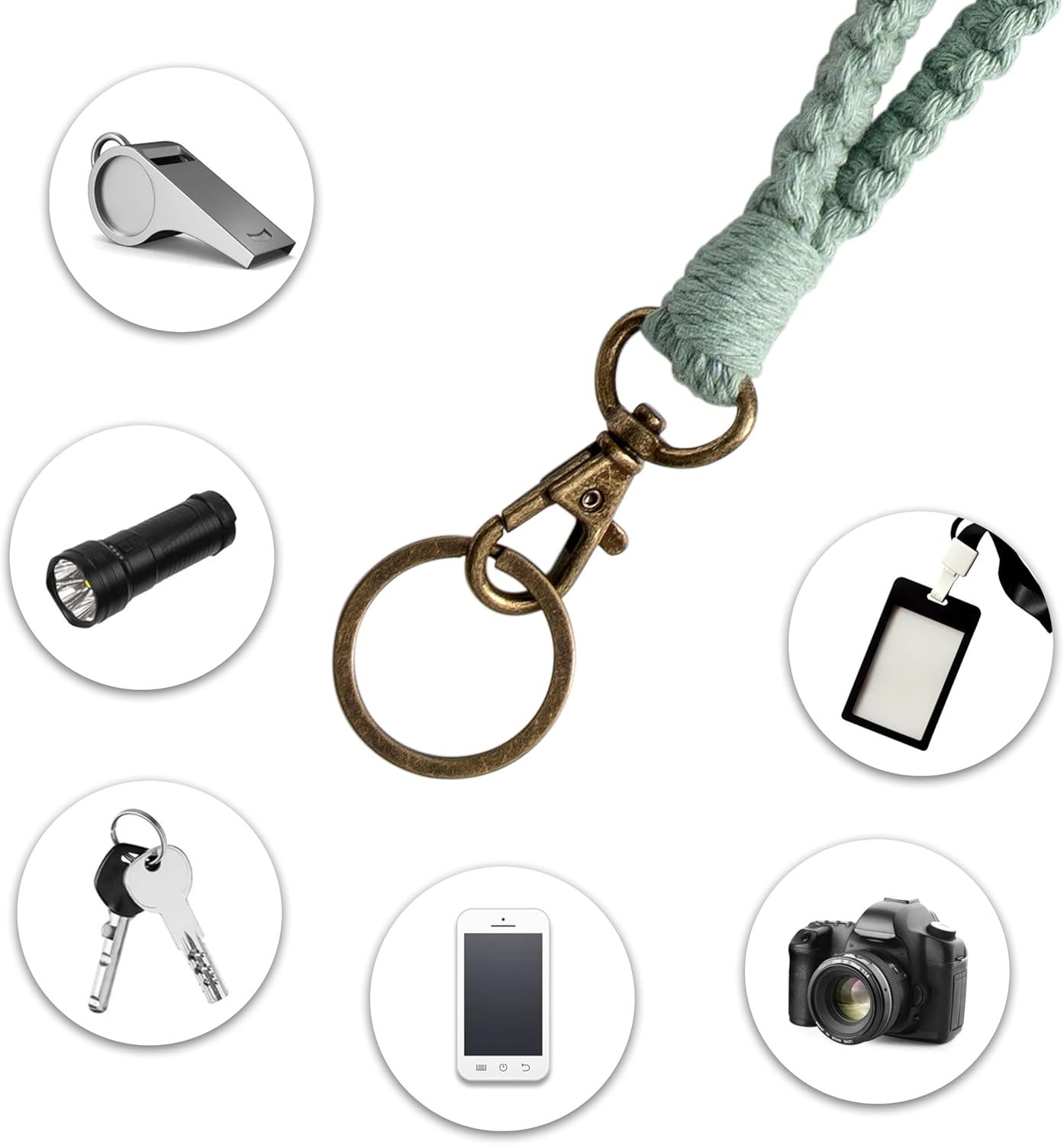 MORSUNBELA Lanyard,Neck Handmake Lanyard Green,Lanyards for Keys,Work ID Card Bohemian Wrist Strap Keychain for Teacher Office image number 2