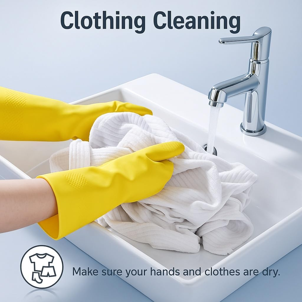 Rubber Cleaning Gloves 3 or 6 Pairs for Household, Reusable Dishwashing Gloves for Kitchen image number 1