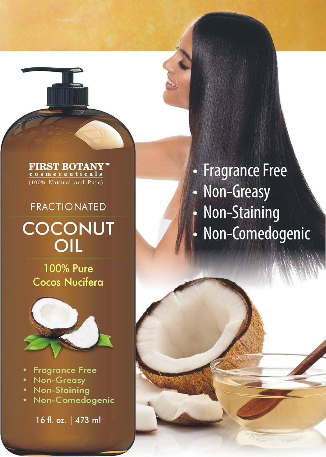 Fractionated Coconut Oil 470Ml - 100 Natural & Pure MCT Coconut Oil for Hair, Skin,And Aromatherapy Carrier Oil , Massage Oil,Best Skin Moisturiser - UV Resistant BPA Free Bottle image number 4