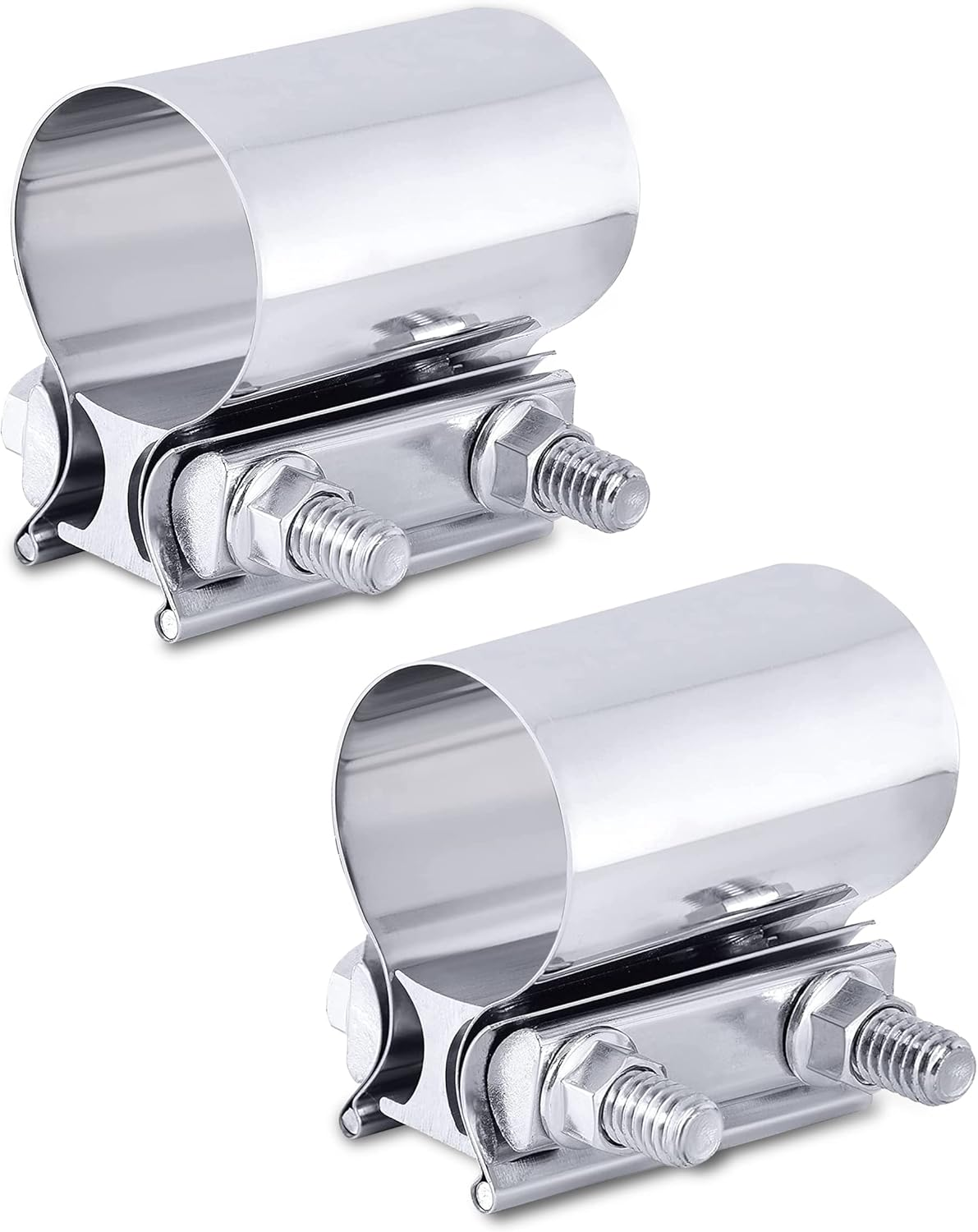 AOCISKA 2 Packs Exhaust Clamp,2.0&rdquo; 2.25&rdquo; 2.5&rdquo; 3.0&rdquo; Stainless Steel Joint Exhaust Pipe Muffler Clamp Band Butt Joint Band Clamp Sleeve Coupler,Used for Exhaust Pipe,Muffler,Elbow (2.25Inch)