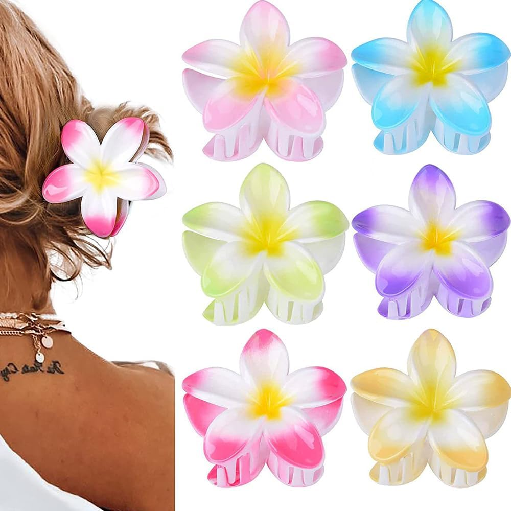 ZSPERKLA Pack of 6 Flower Hair Clips Large Hair Clips Non-Slip Acrylic Hair Clips Hair Accessories for Girls Women