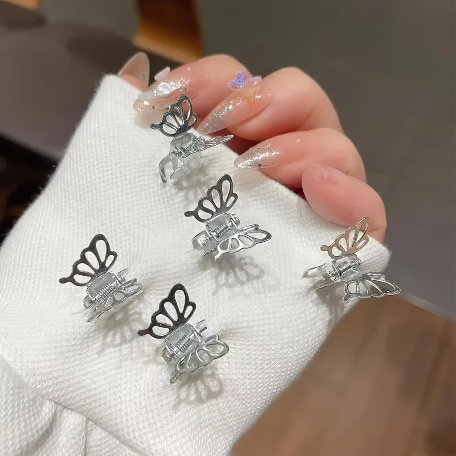 Ylapagne 20 Pcs Hair Claw Clips for Women 0.8 Inch Metals Butterfly Mini Cute Fashion Hair Accessories Small Claw Clips Sliver Colors image number 3