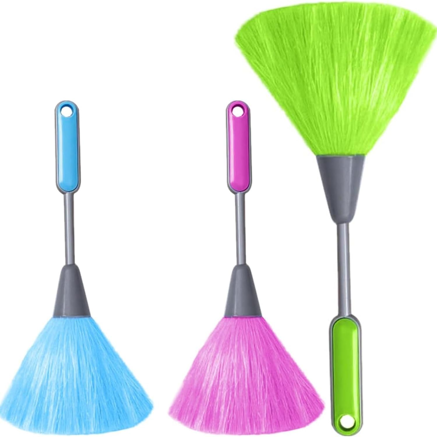 YUNYU 3 Pack Washable Reusable Ergonomic Handle Plastic Dusting Tool for Home and Office Multi-Surface Cleaning (Blue, Green, Pink) image number 6