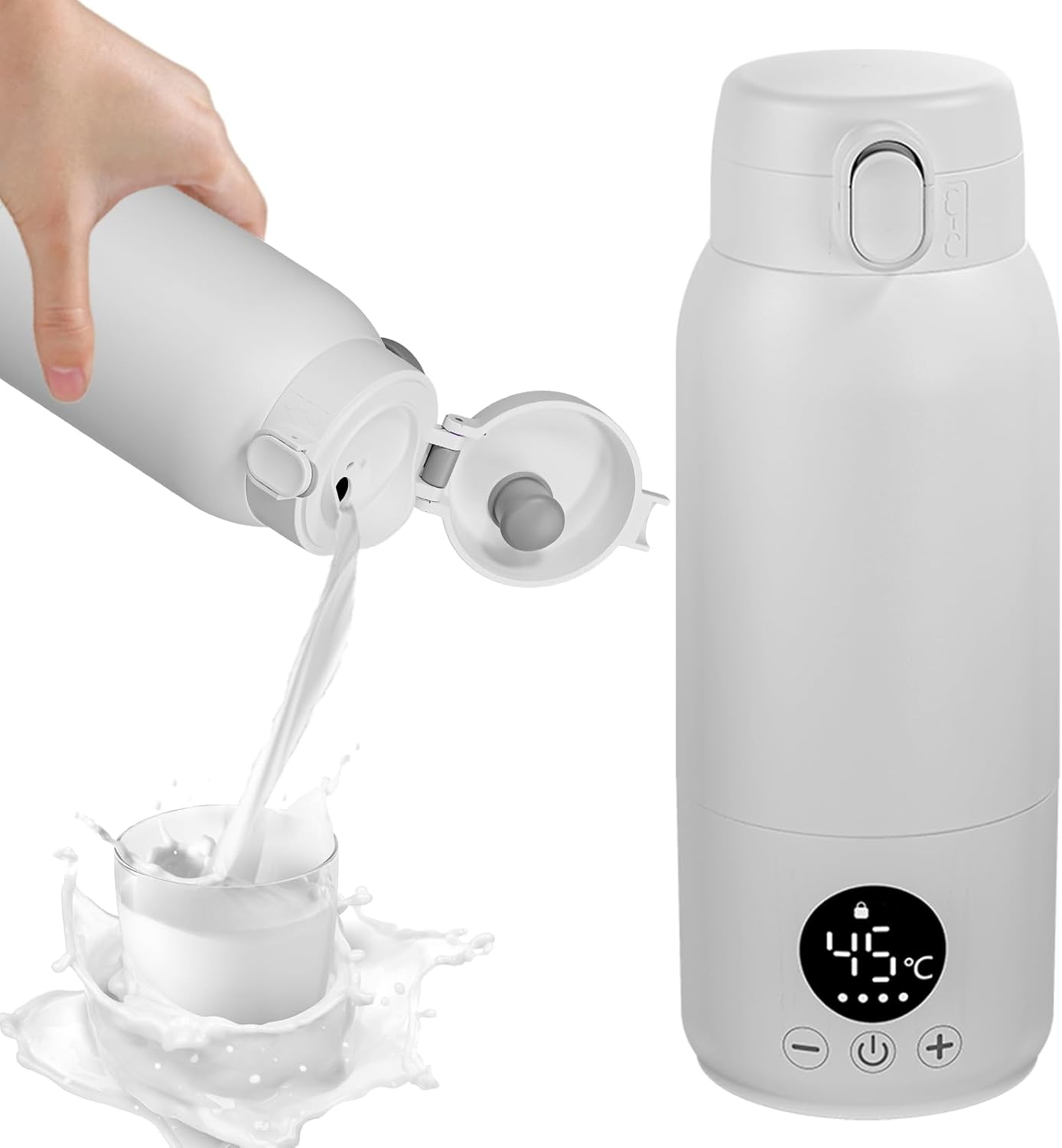 Portable Bottle Warmer,500Ml Large Capacity Portable Milk Warmer for Breastmilk/Formula with Accurate Temp Control,Baby Bottle Warmer Suitable for Travel, Outdoors,Night image number 2