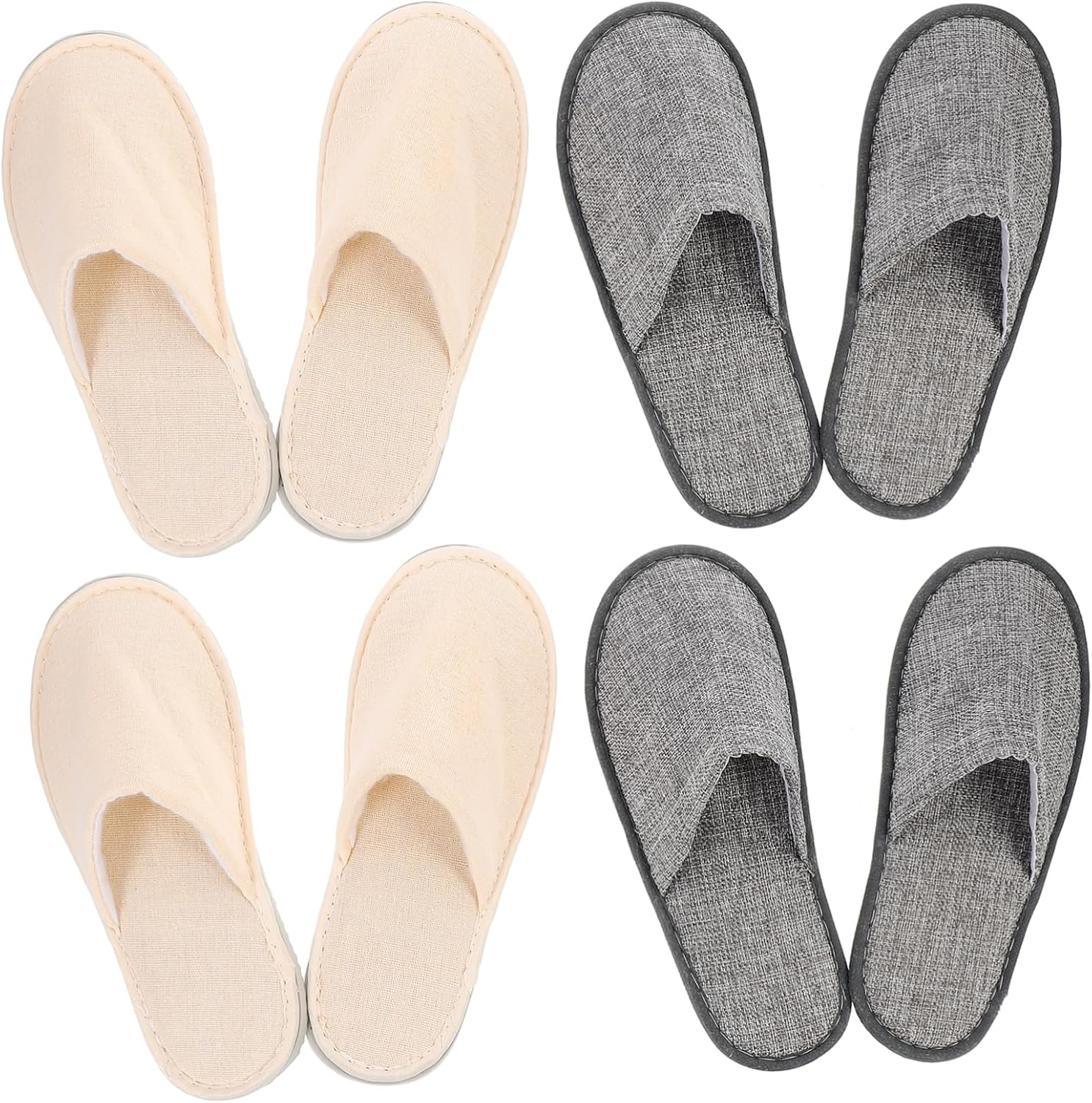 Didiseaon Portable Non-Slip Travel Folding Slippers for Men and Women 4 Pairs (2 Grey Canvas 2) for Home Business Trips and Travel image number 5