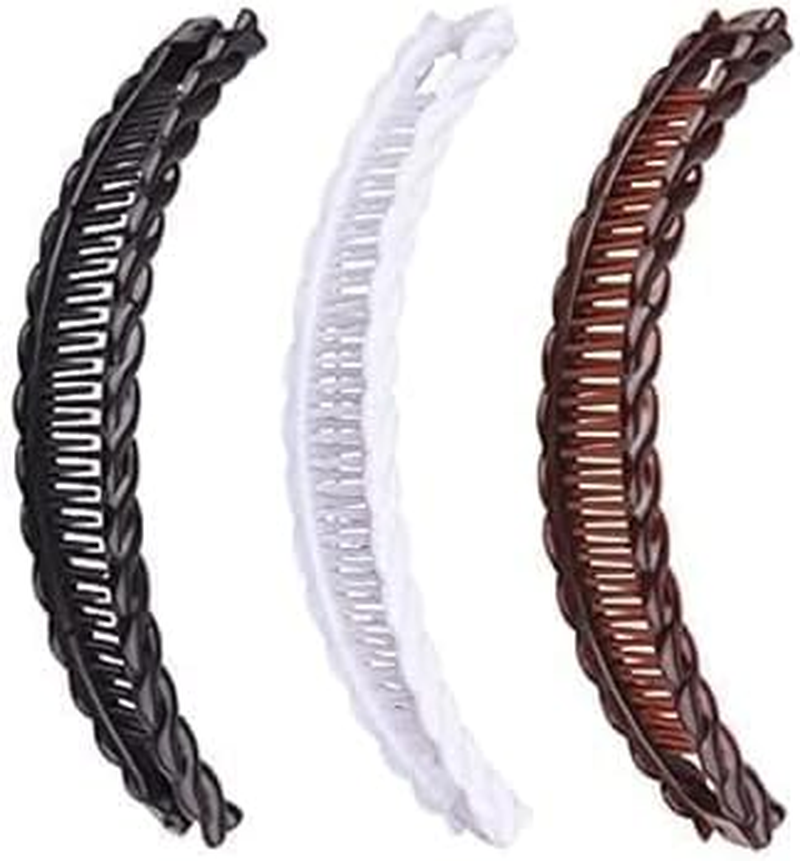 2 Pieces Large Banana Clip Fish Clips Long Hair Clips Banana Hair Claw Comb Grip Clips and Hair Clips Hair Accessories Black and Brown image number 3