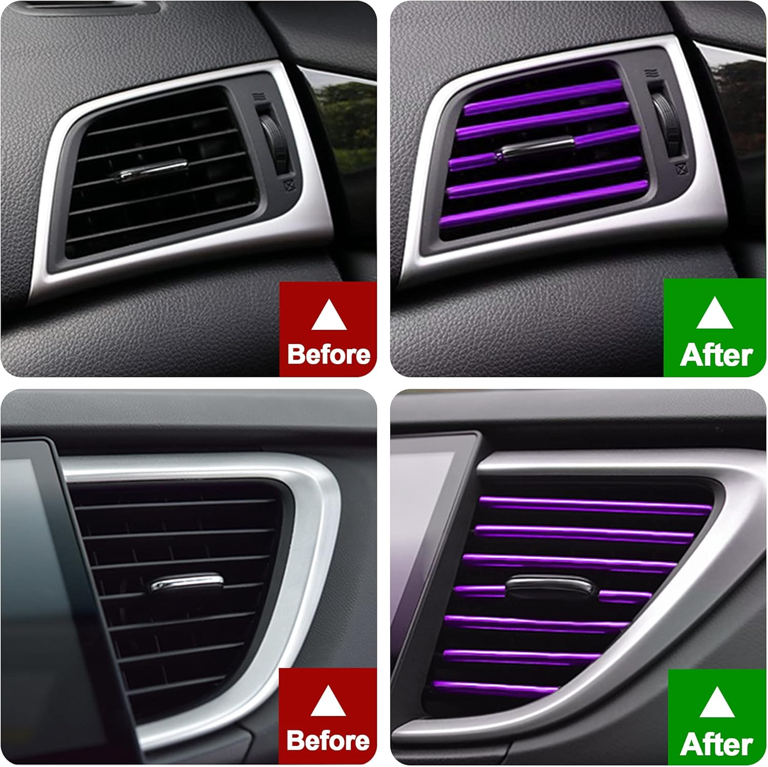 20Pcs Car Auto Air Conditioner Vent Outlet Trim Strip, DIY Decoration Chrome PVC Car Interior Moulding Trim Strip Line for All Straight Air Vent Outlet (Purple) - Red image number 6