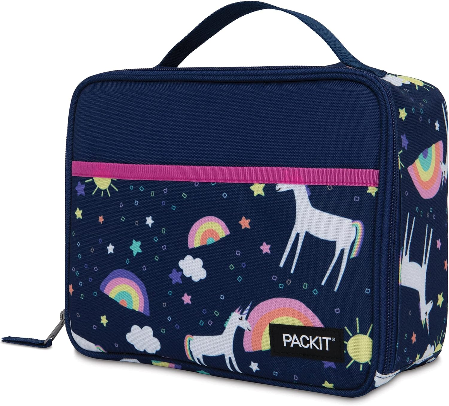 Packit Freezable Lunch Box, Dino Fossils Neon, Built with Ecofreeze Technology, Collapsible, Reusable, Zip Closure, Perferct for Fresh Meals on the Go
