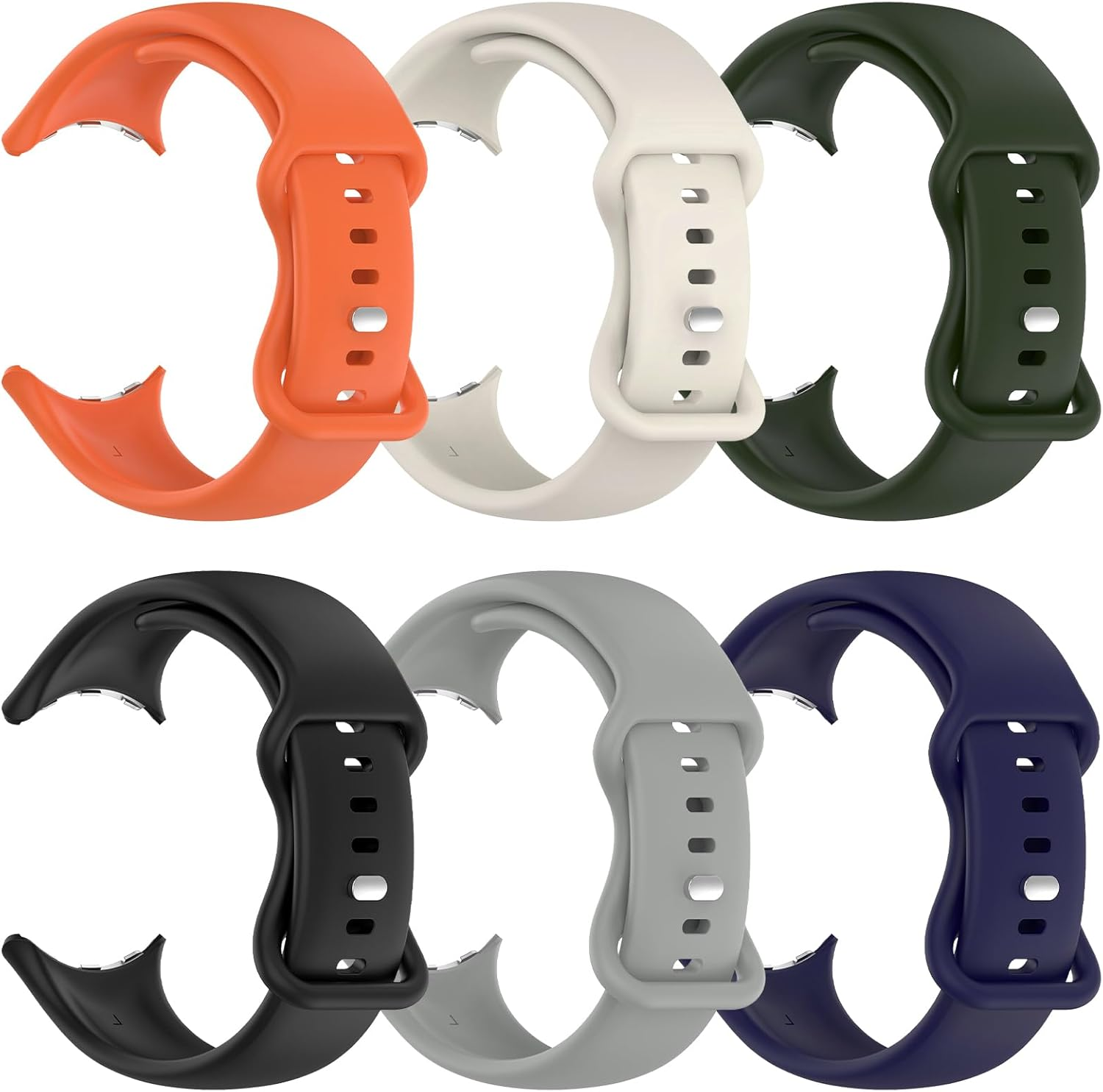 Senmore Pack of 6 Wristbands Compatible with Google Pixel Watch 3 45 Mm/Watch 4 45 Mm, Soft Silicone Sports Waterproof Adjustable Replacement Strap for Smartwatch. (No Hosts) image number 2
