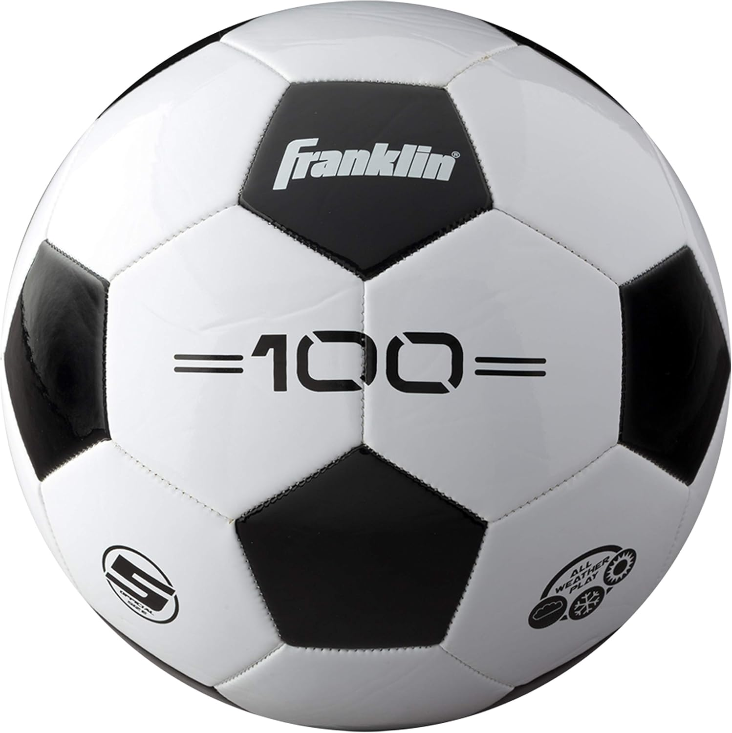 Franklin Sports Soccer Balls - Youth + Adult Soccer Balls - Size 3, 4 + 5 Soccer Balls - Single + Bulk Packs - Black + White