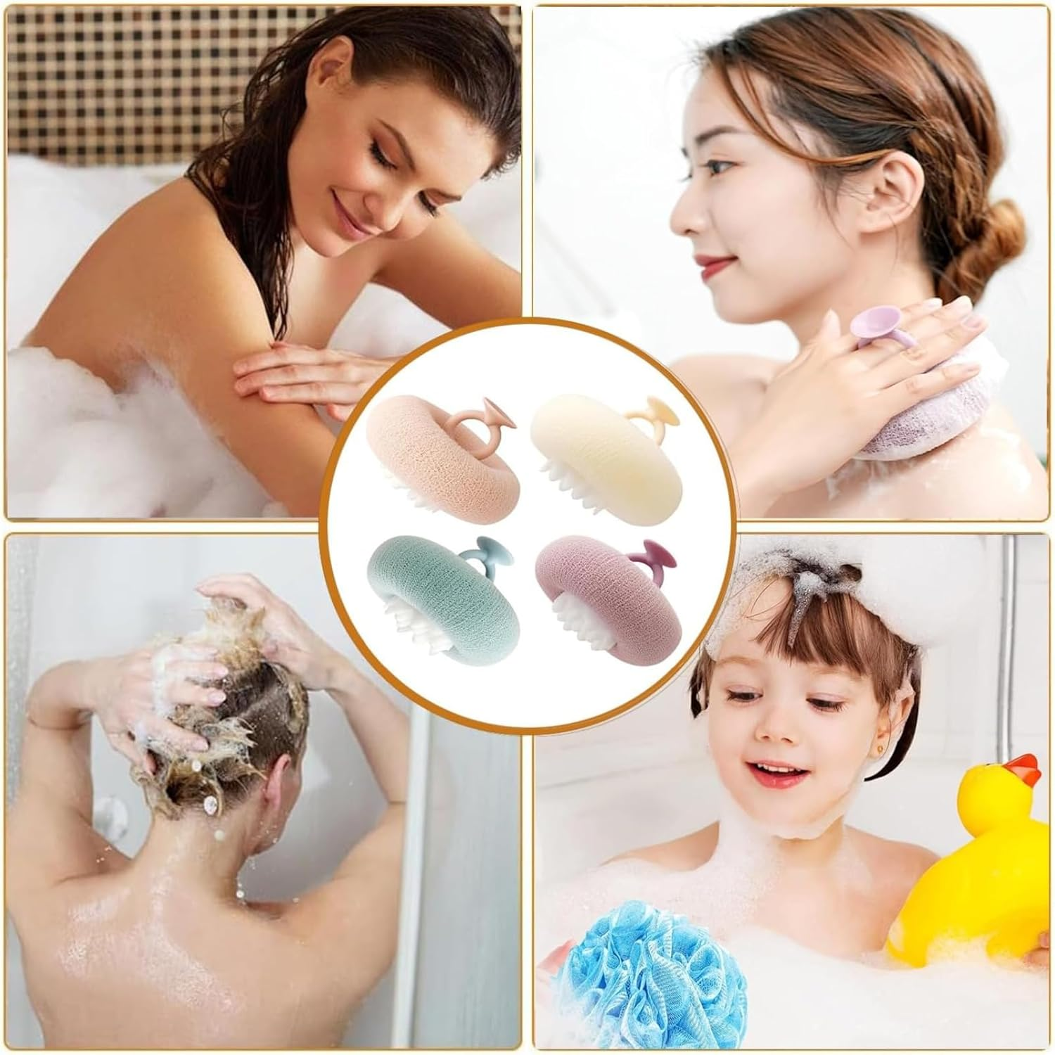 Suction - Cup Bath Sponge - Exfoliating & Massaging Bath Scrubber, anti - Shedding, Imitation Natural Sponge with 3D Honeycomb Structure, Soft & Springy for Effective Scrubbing (Style2-2Pcs) image number 6