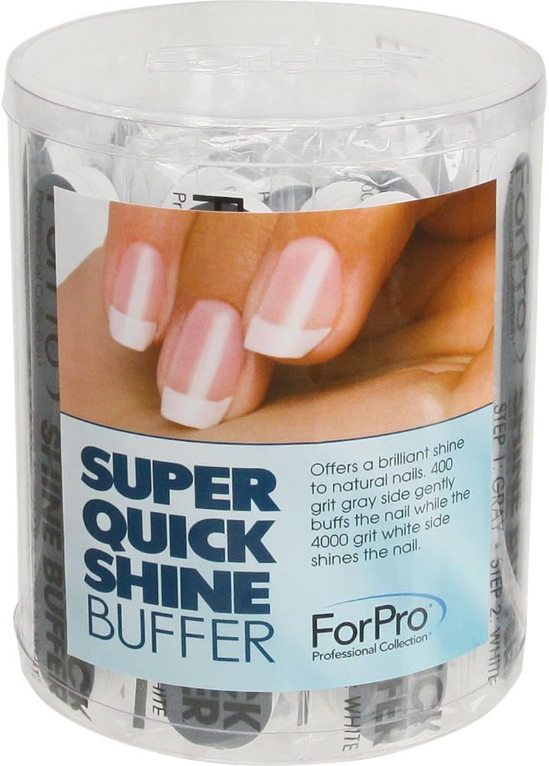 Forpro Super Quick Shine 2-Way Buffer, Green 400/White 4000 Grit, Double-Sided Manicure & Pedicure Nail Buffer, 3.5&rdquo; L X .75&rdquo; W, 25Count image number 1