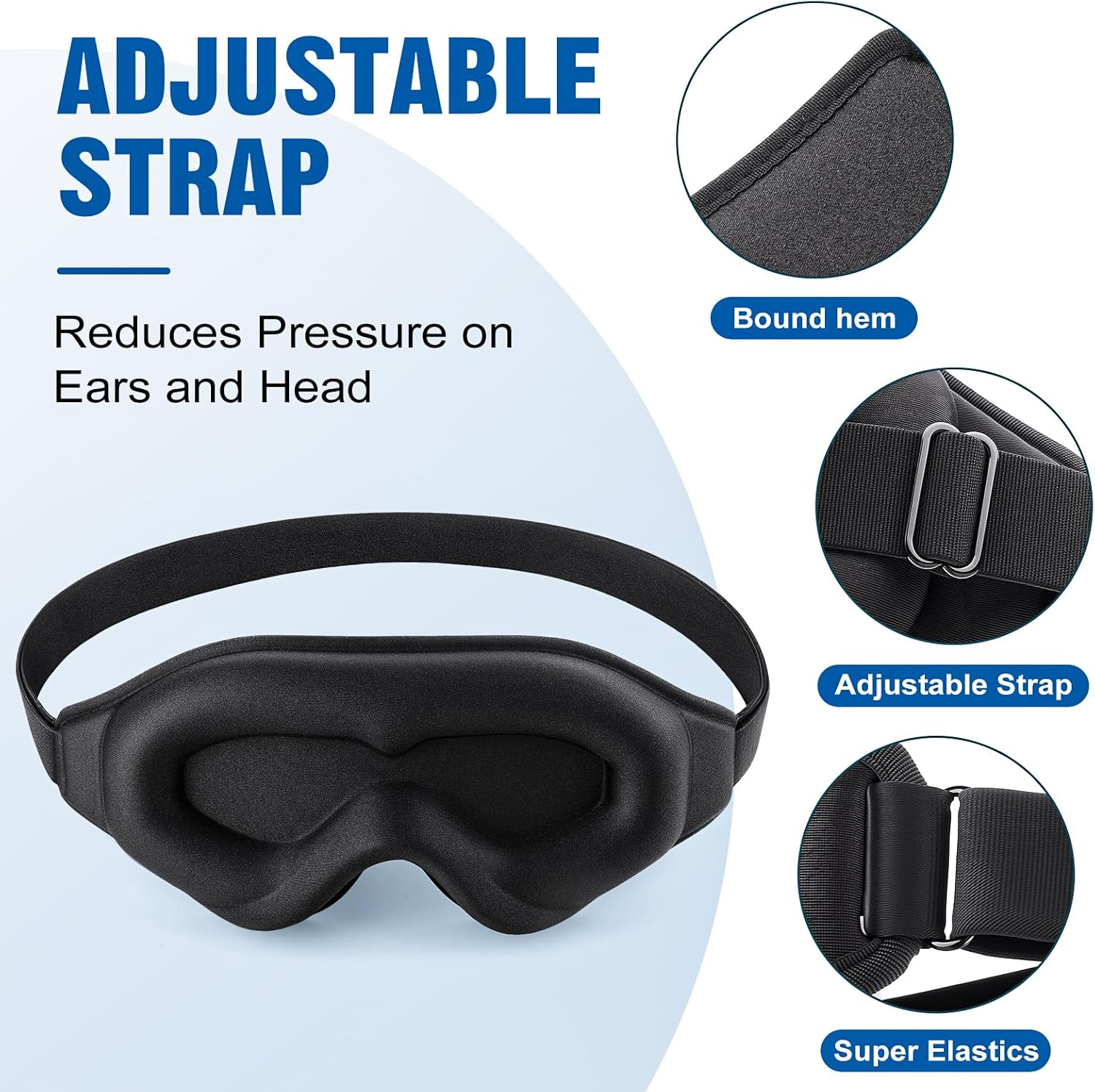 Eosxrp 3D Sleep Mask for Women Men with 5 Pairs Slow Rebound Earplugs Eye Masks for Sleeping with Adjustable Strap, Lights Blocking and Pressure Relief, Night Eye Cover for Travel, Napping image number 2