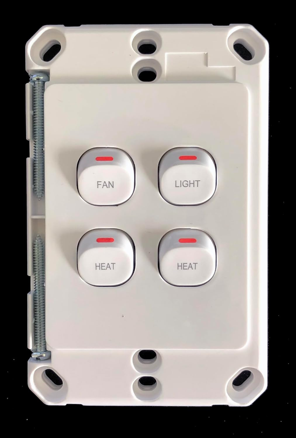 Wall Switch Plate 4 Gang with Printed Fan Light Heat Heat for Bathroom 3-In-1 Unit image number 2