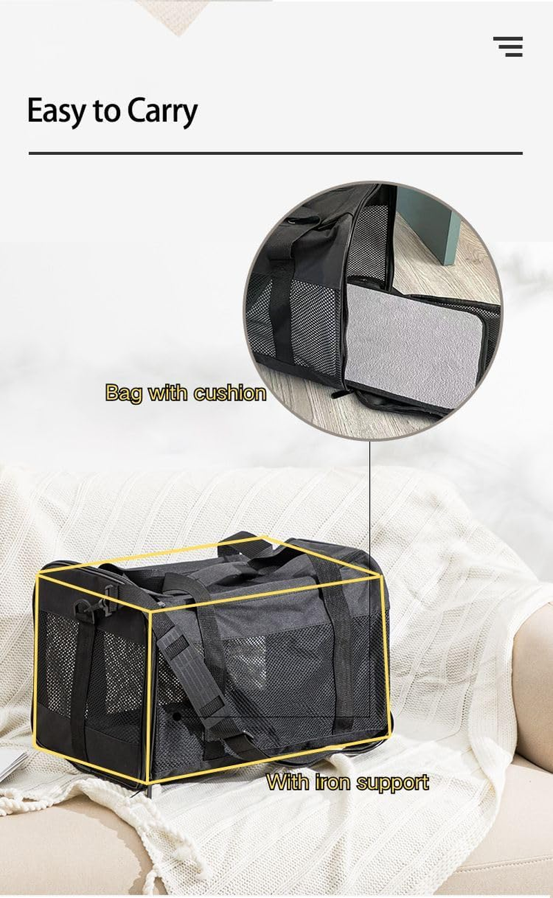 Portable Cat Carrier Dog Carrier, Lightweight Breathable Pet Carrier with Removable Pad, Puppy Travel Carrier Bag Airline Approved Black image number 1